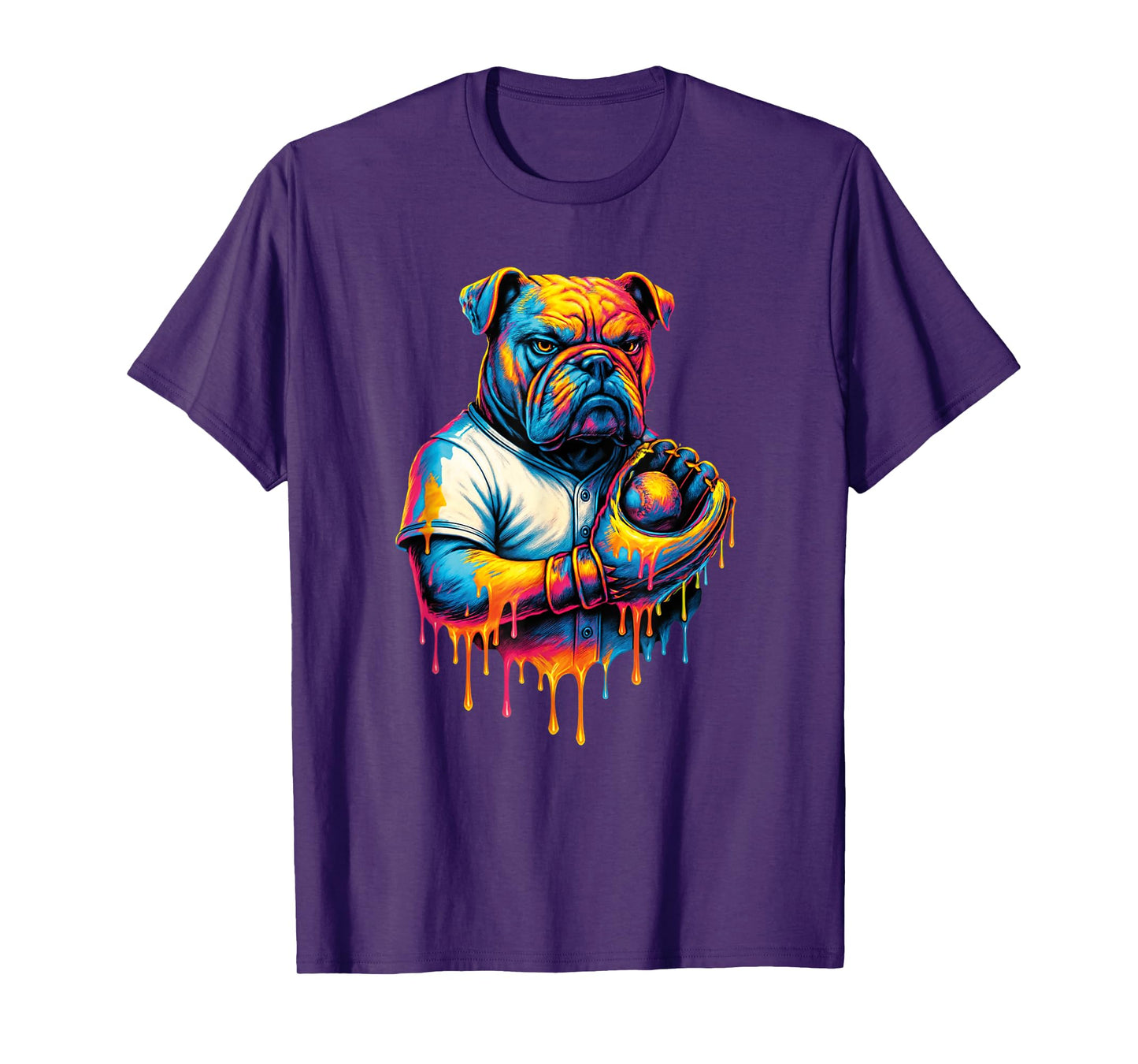 Baseball Drip Boys Girl Cool Ice Cream Drip Bulldog Baseball T-Shirt