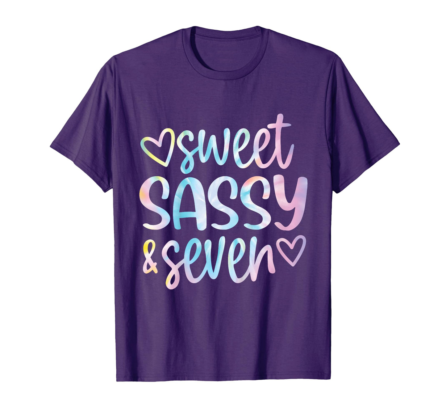 Tie Dye Sweet Sassy and Seven 7th Birthday Girls 7 Years Old T-Shirt