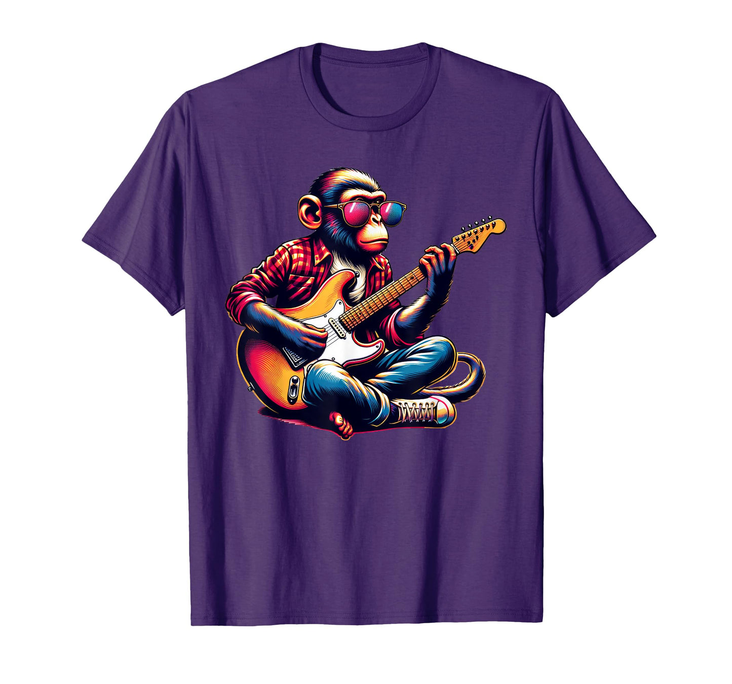 Monkey Wearing Sunglasses Playing Guitar Musician Music T-Shirt