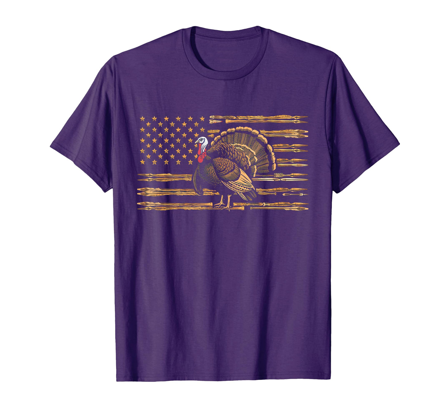 Turkey Hunting Graphic American Flag Tree Camouflage T-Shirt