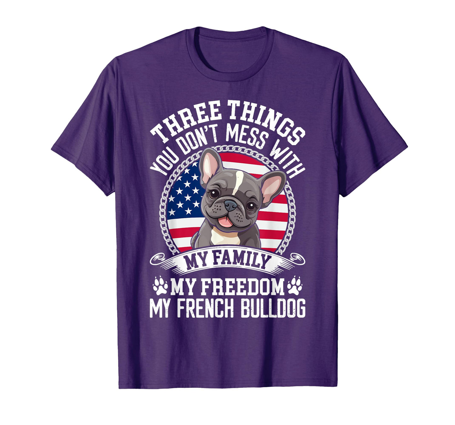 Patriotic French Bulldog American Flag Dog Paw 4th Of July Men Women Kids T-Shirt