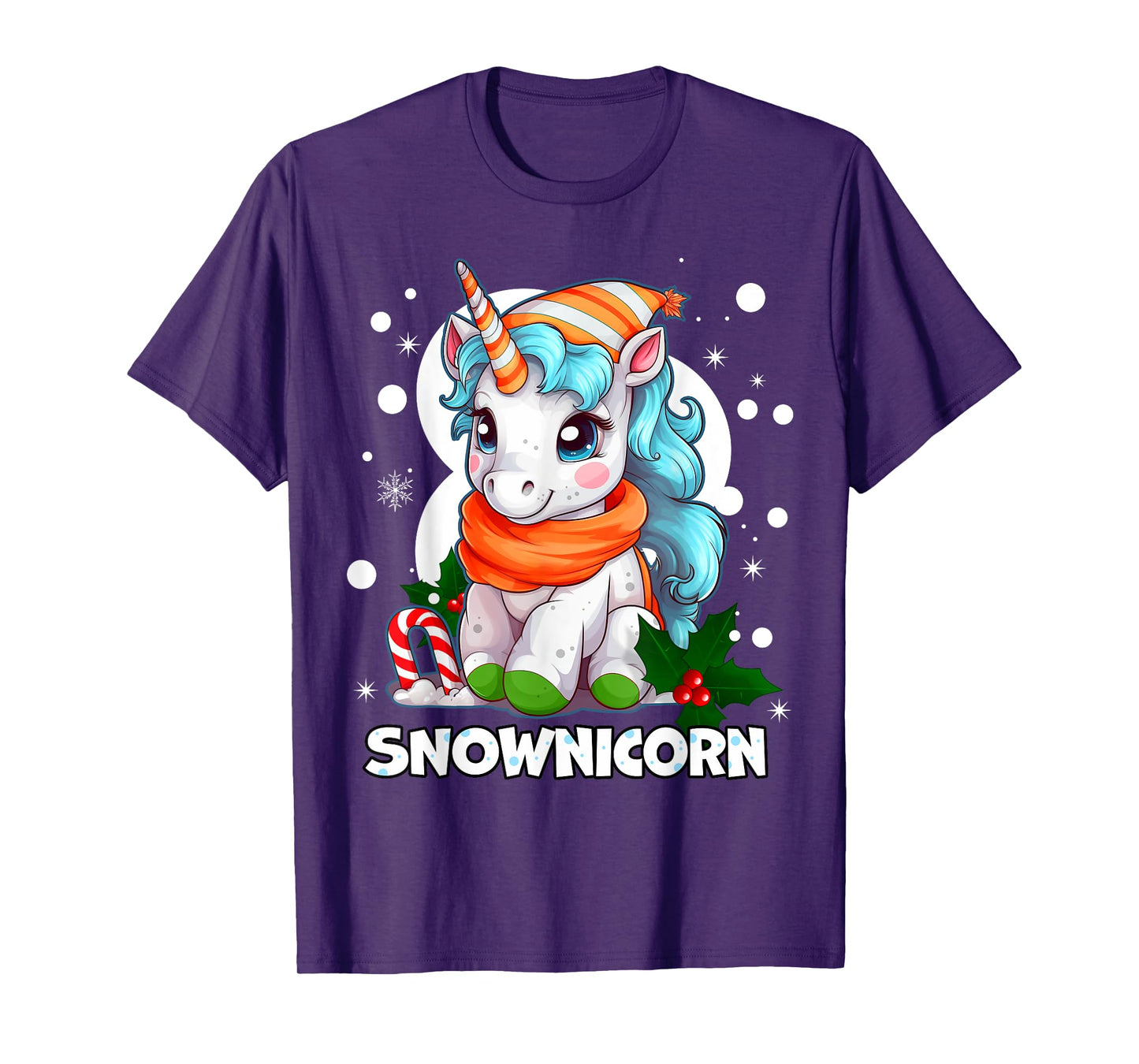 Snownicorn Cute Unicorn Snowman Christmas Girl T-Shirt