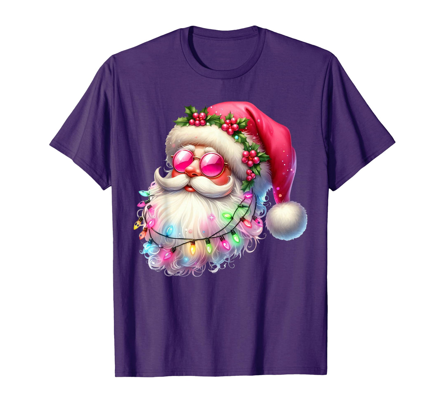 Santa Claus Pink Christmas Face Old Xmas Vintage Pink Santa T-Shirt