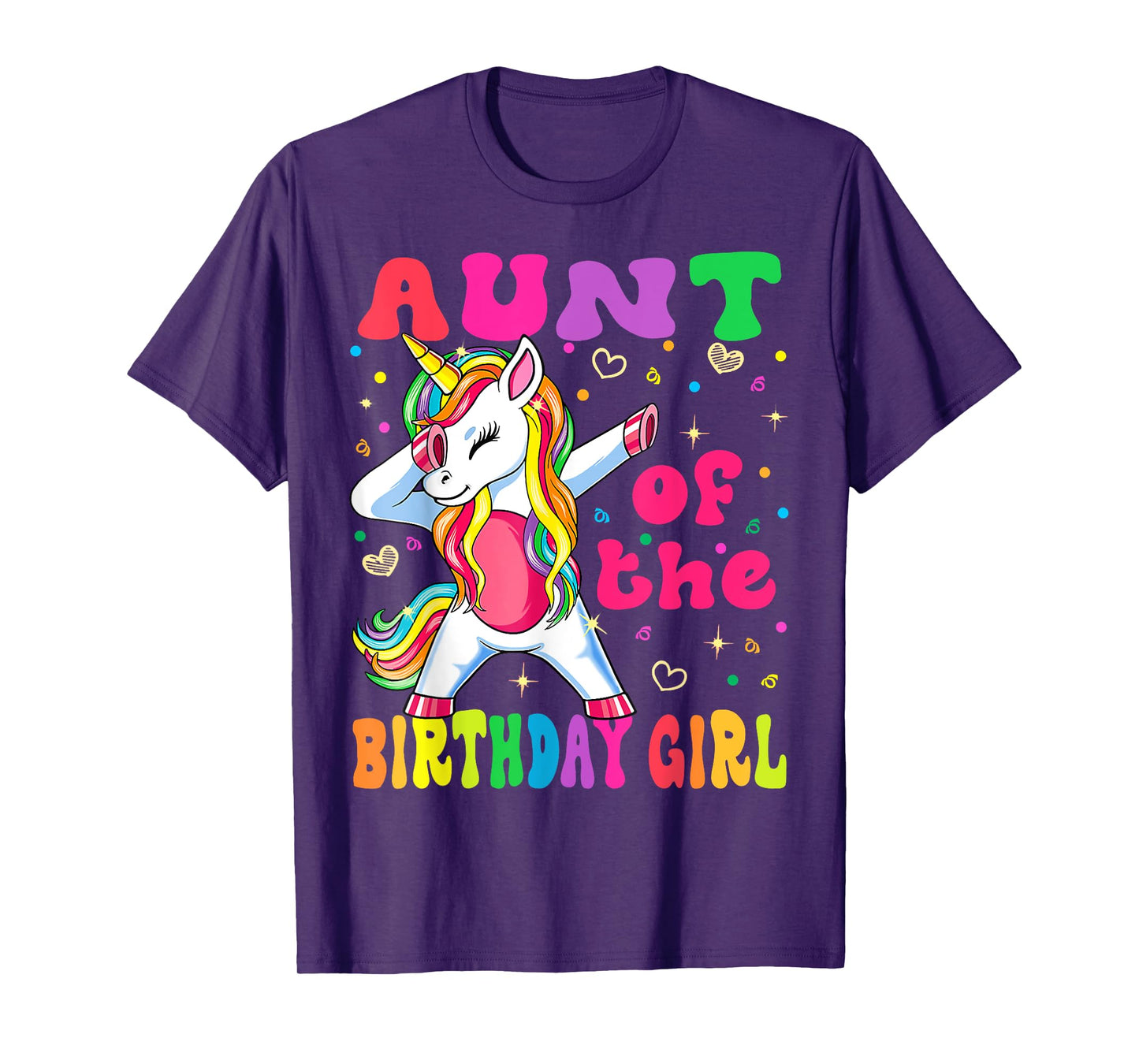 Aunt of the Birthday Princess Girl Dabbing Unicorn T-Shirt