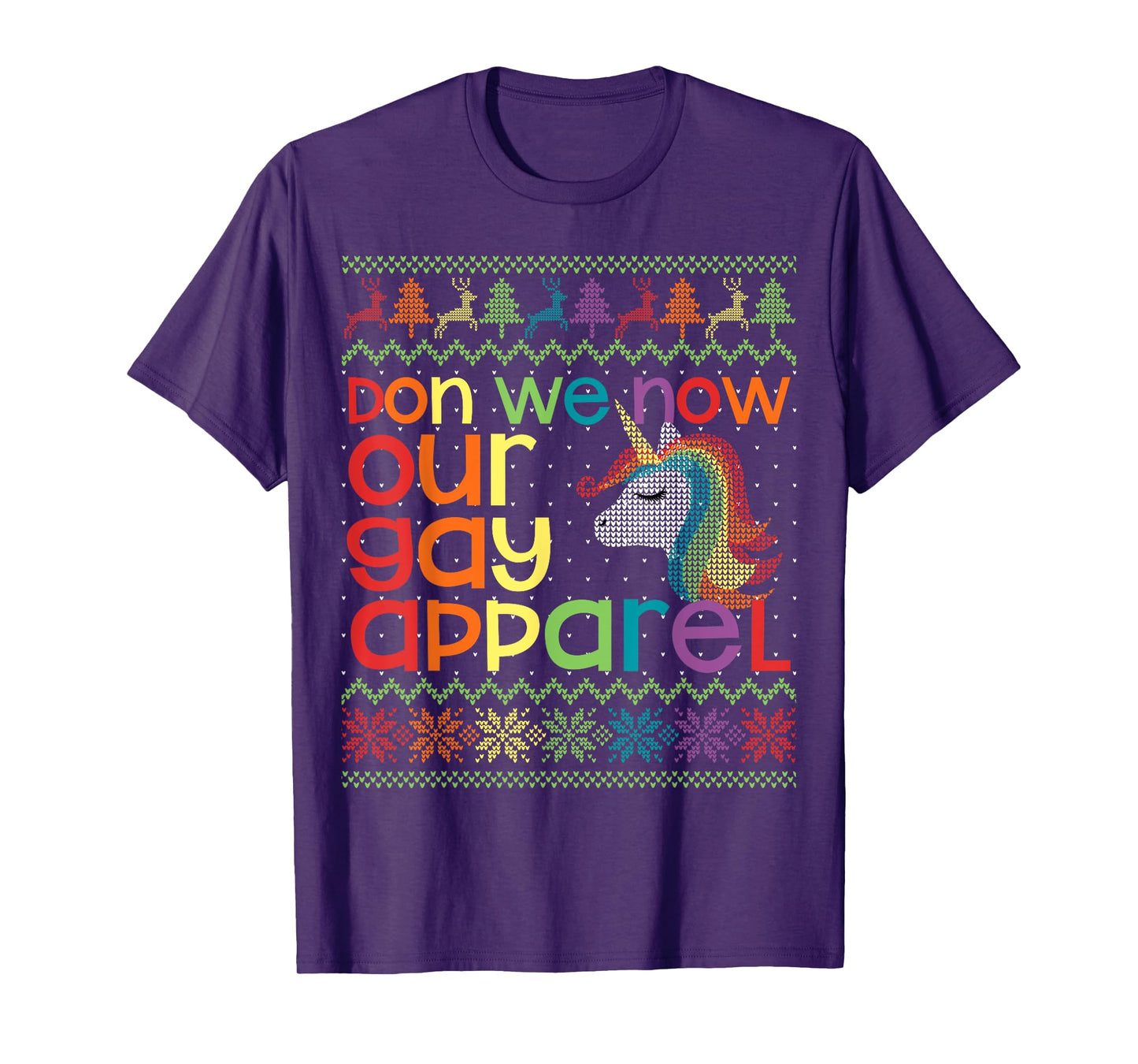 Christmas LGBT Don We Now Our Gay Apparel Rainbow Unicorn T-Shirt
