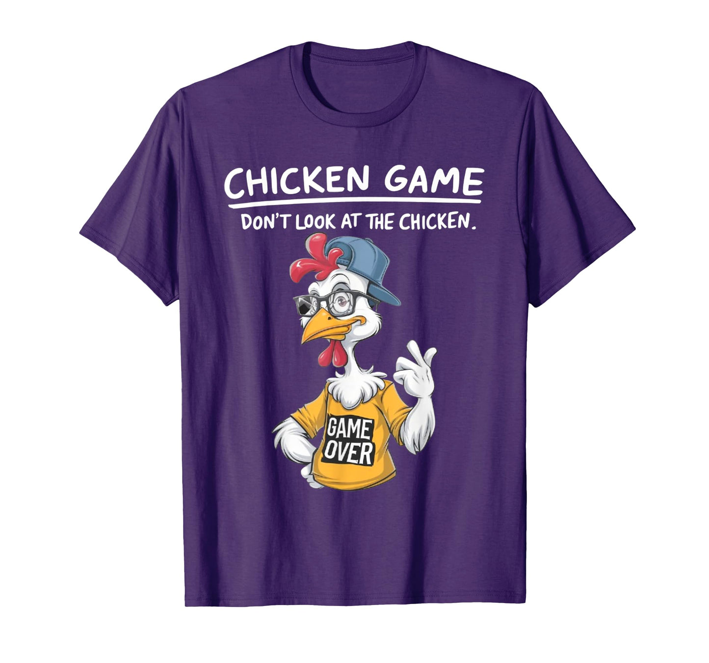 Chicken Game Humorous Family Tee - Unisex-Adults & Kids T-Shirt - Black - Small - Short Sleeve - Cartoon Chicken Game - Don't Look at the Chicken