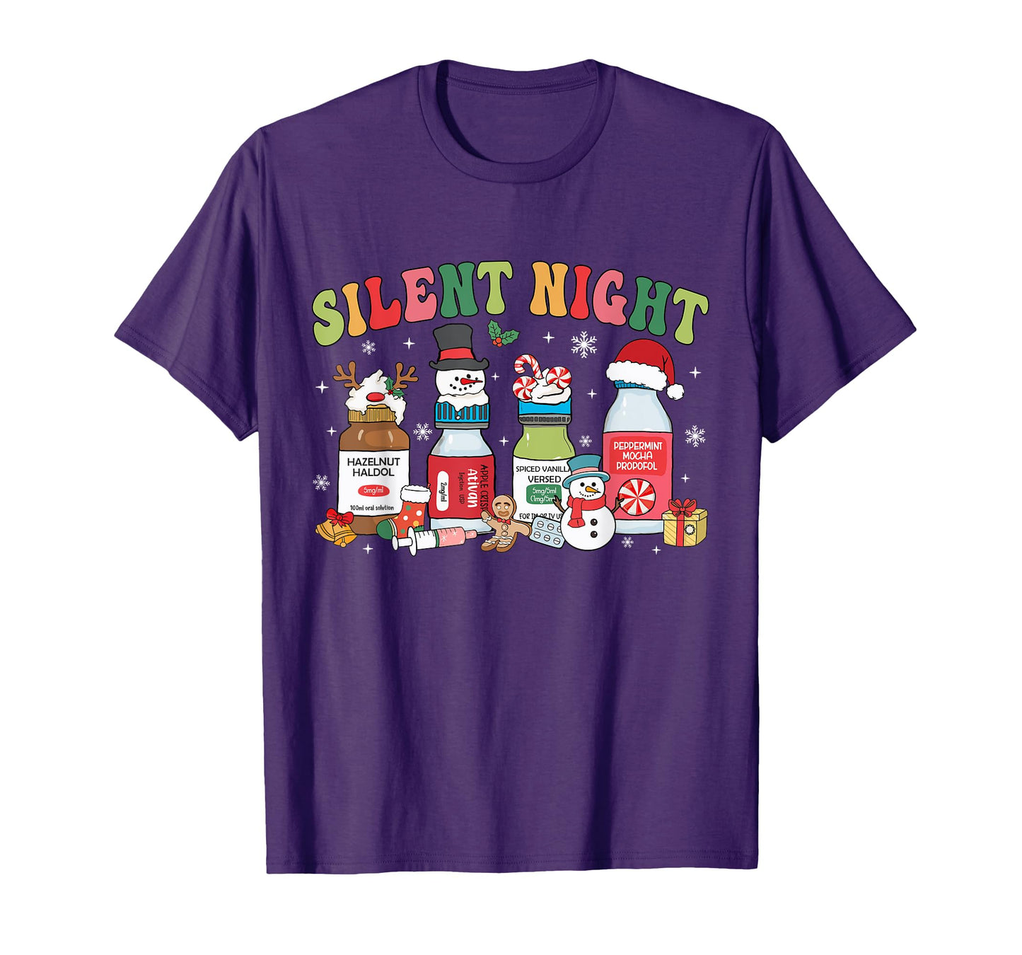 Nurse Christmas Silent Night Christmas Nurse ER ED ICU RN T-Shirt