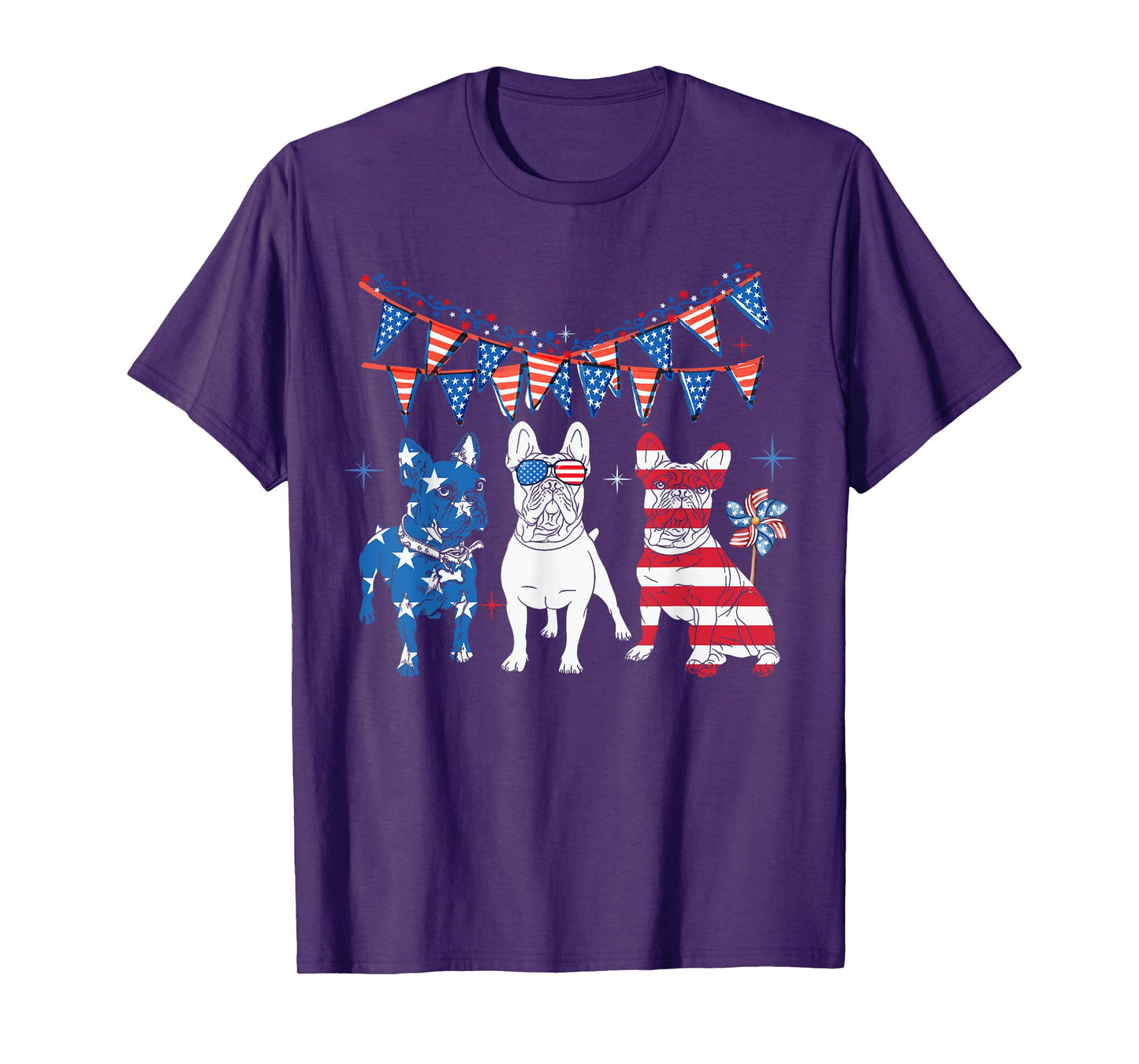 French bulldog 4th of july American Flag women Independence T-Shirt