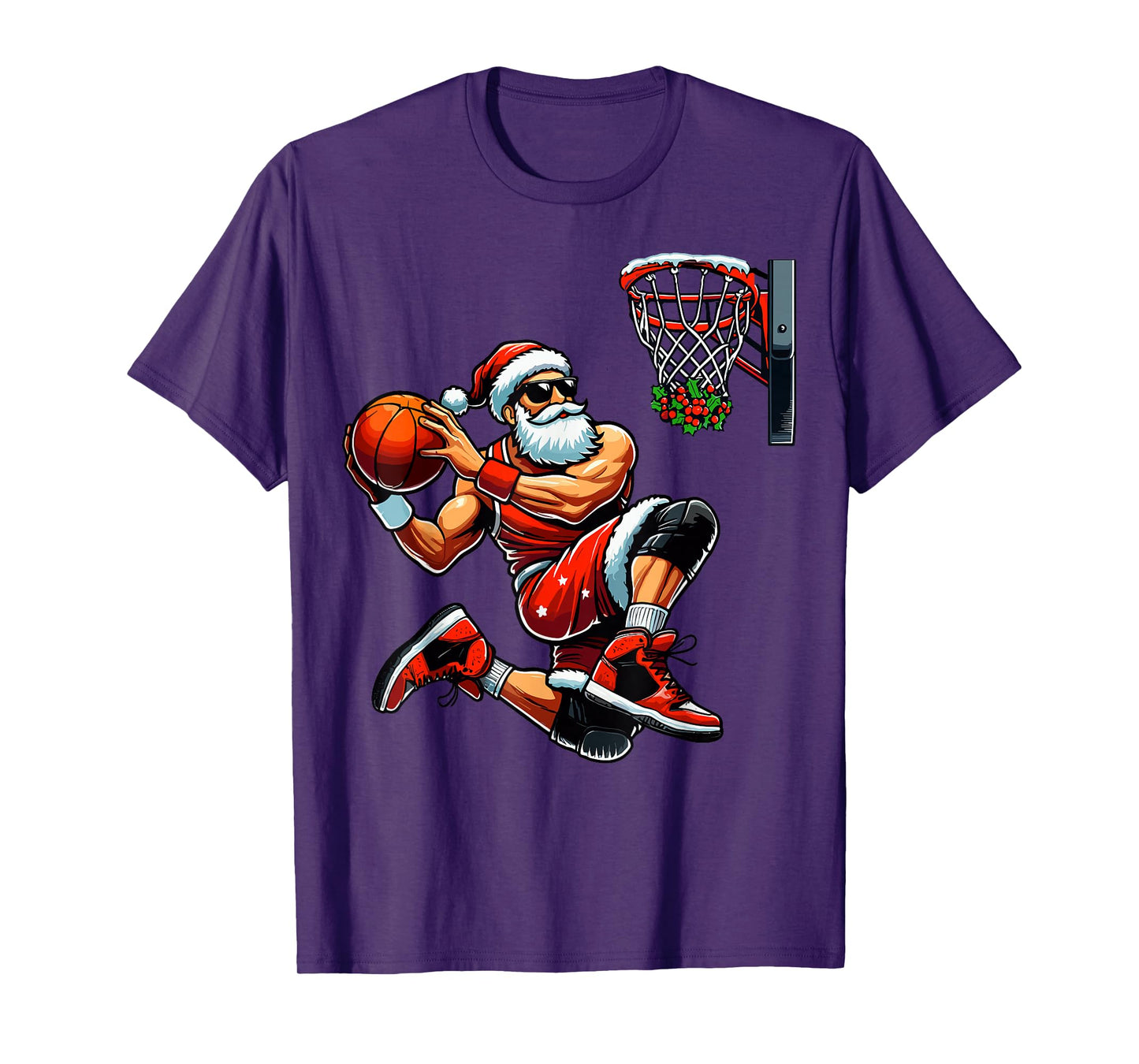 Santa Basketball Player Dunking Xmas Christmas Basketball T-Shirt
