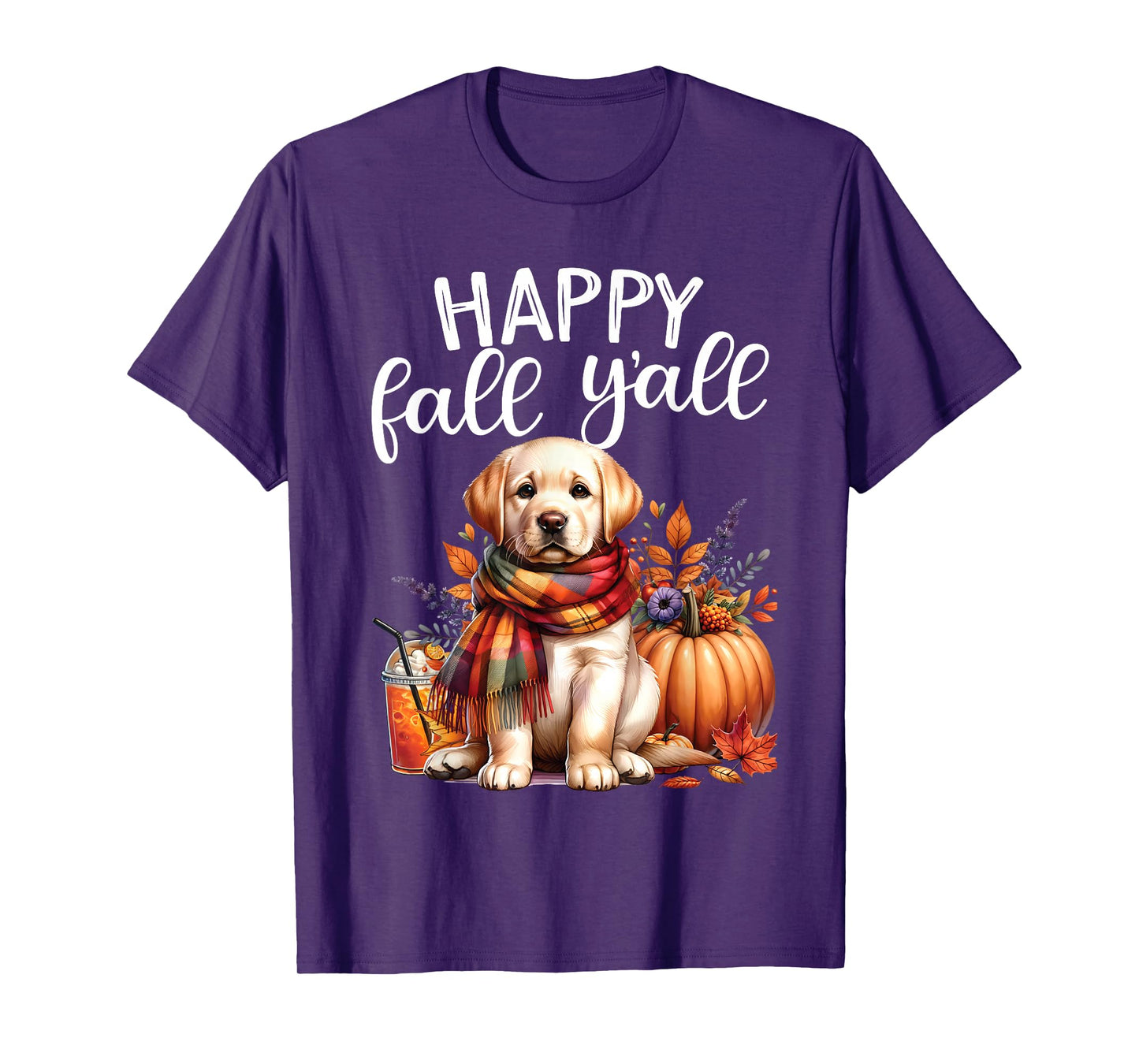 Labrador Retriever Dog pumpkin spice Happy Fall Yall autumn T-Shirt