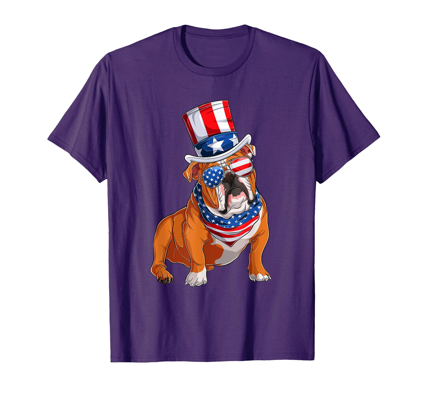 Merica Bulldog Dog 4th of July American Flag T-Shirt