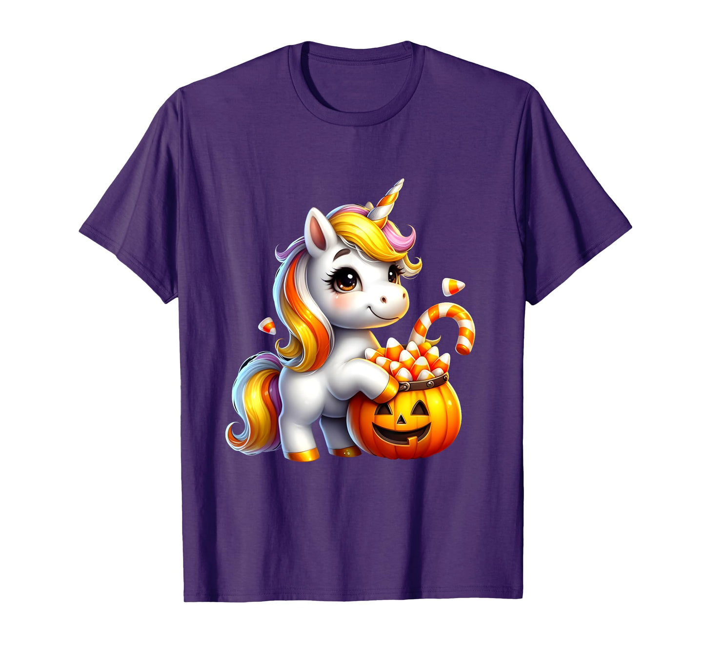 Unicorn Candy Corn Cute Halloween Unicorn Gift Kids Girls T-Shirt