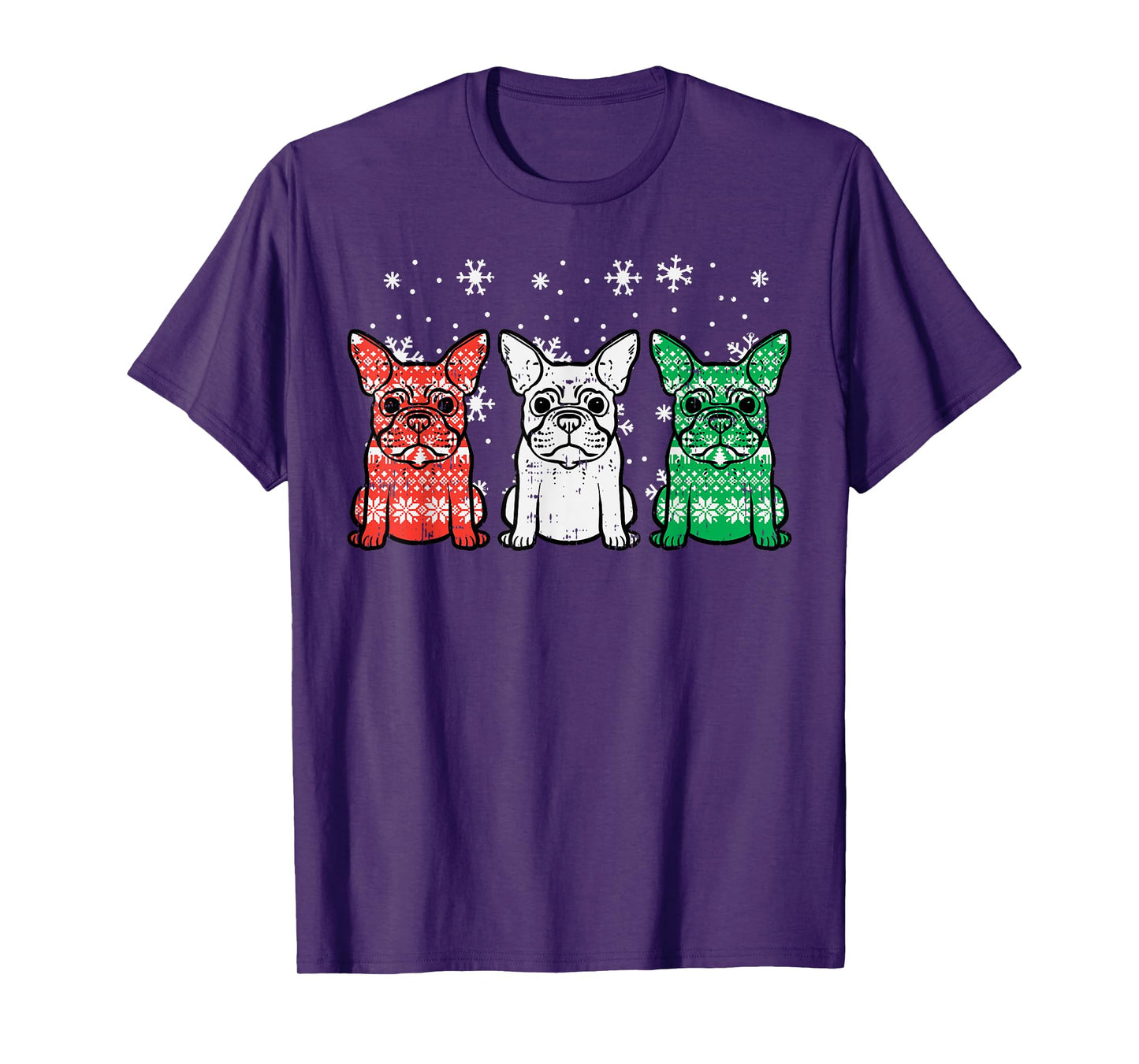 Christmas French Bulldogs Xmas Frenchie Dog Men Women Kids T-Shirt
