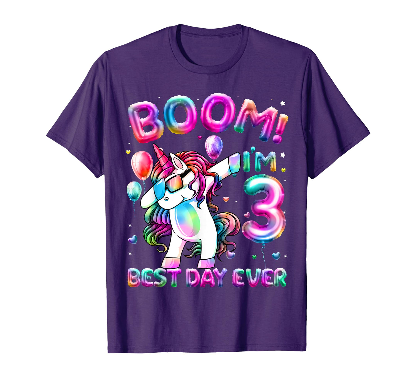 3 Years Old Dabbing Unicorn Gifts 3rd Birthday Girl Party T-Shirt