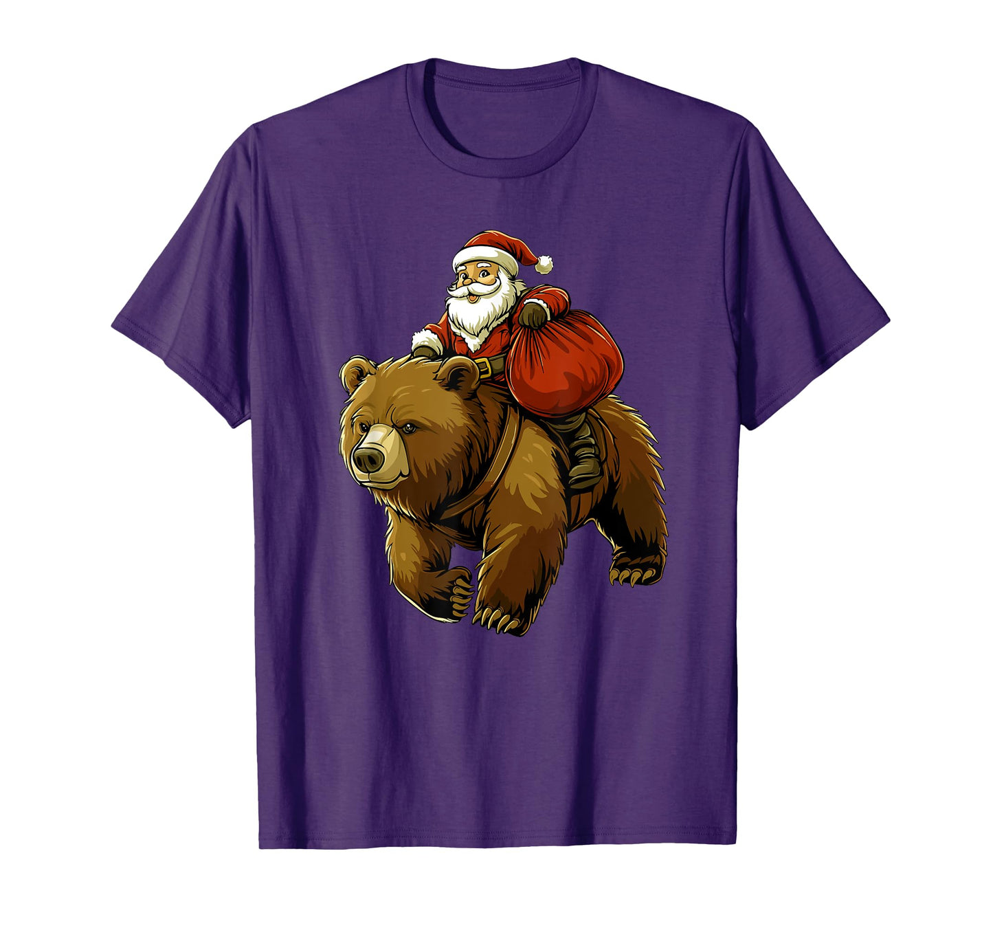Funny Santa Bear Christmas Graphic Tee Kids Boys Men Xmas T-Shirt