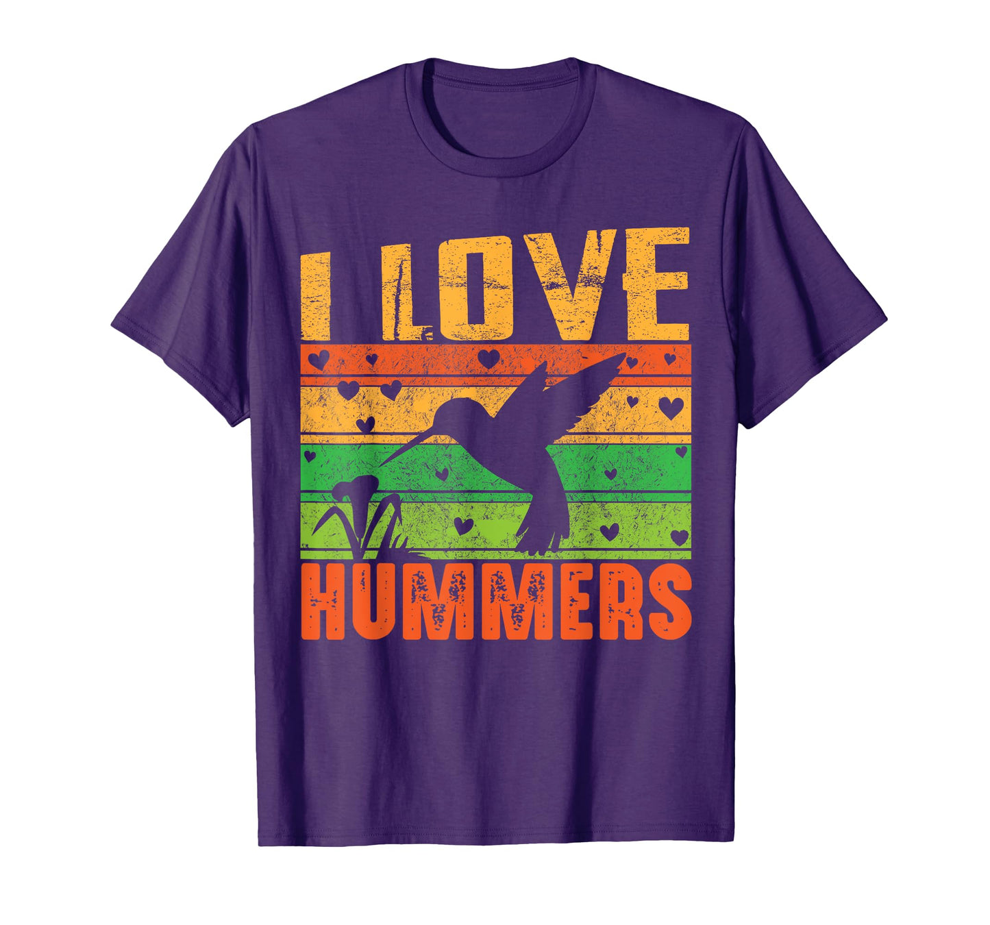 I Love Hummers Colibri Hummingbird Wildlife Retro Sunset T-Shirt