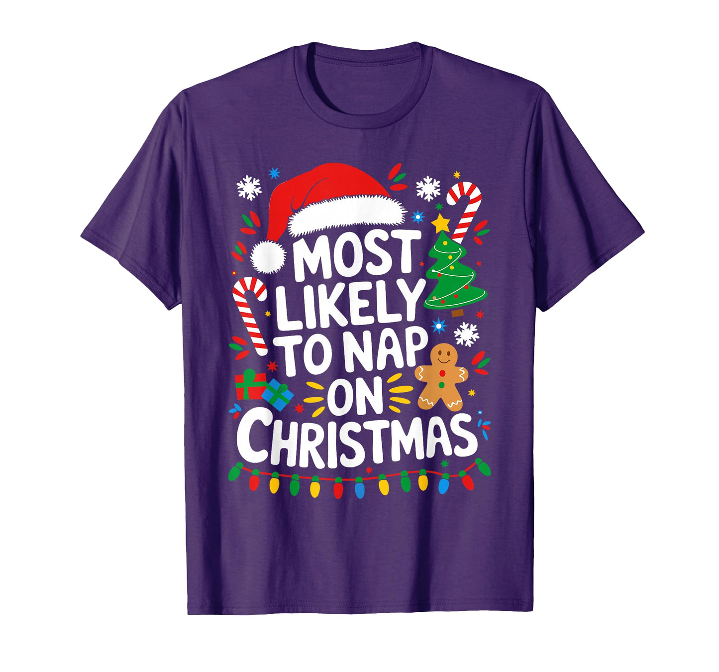 Most Likely To Nap On Christmas Shirt Matching Family Xmas T-Shirt