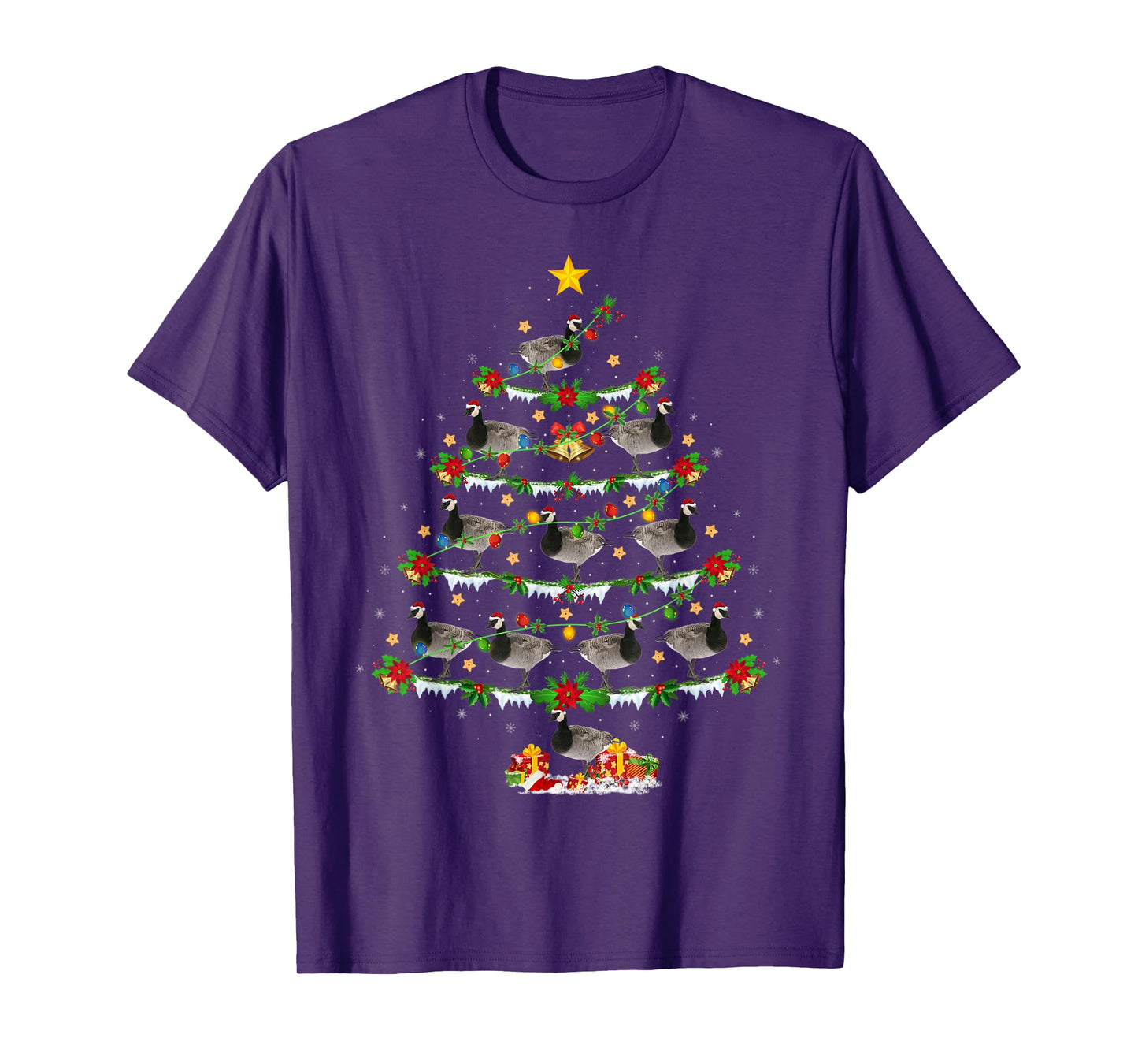 Xmas Tree Canada-Goose Christmas Gifts Goose Bird Lover Unisex-Adults Black Animal Print Modern Animal Print Short Sleeve Crew Neck T-Shirt Small