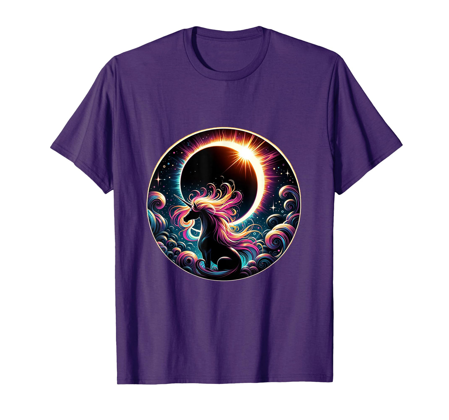 Total Solar Eclipse Apirl 08 2024 With Unicorn Graphic T-Shirt