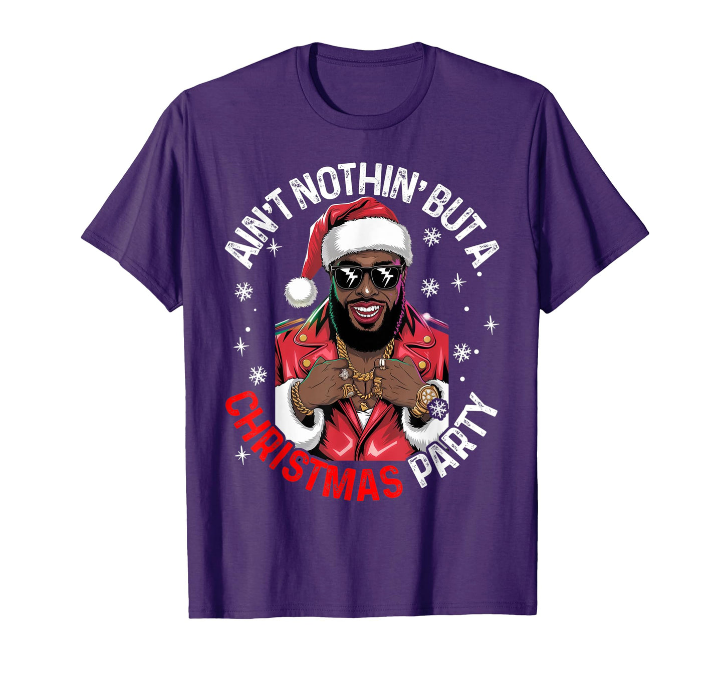 Black African American Santa Claus Christmas Pajama MenWomen T-Shirt