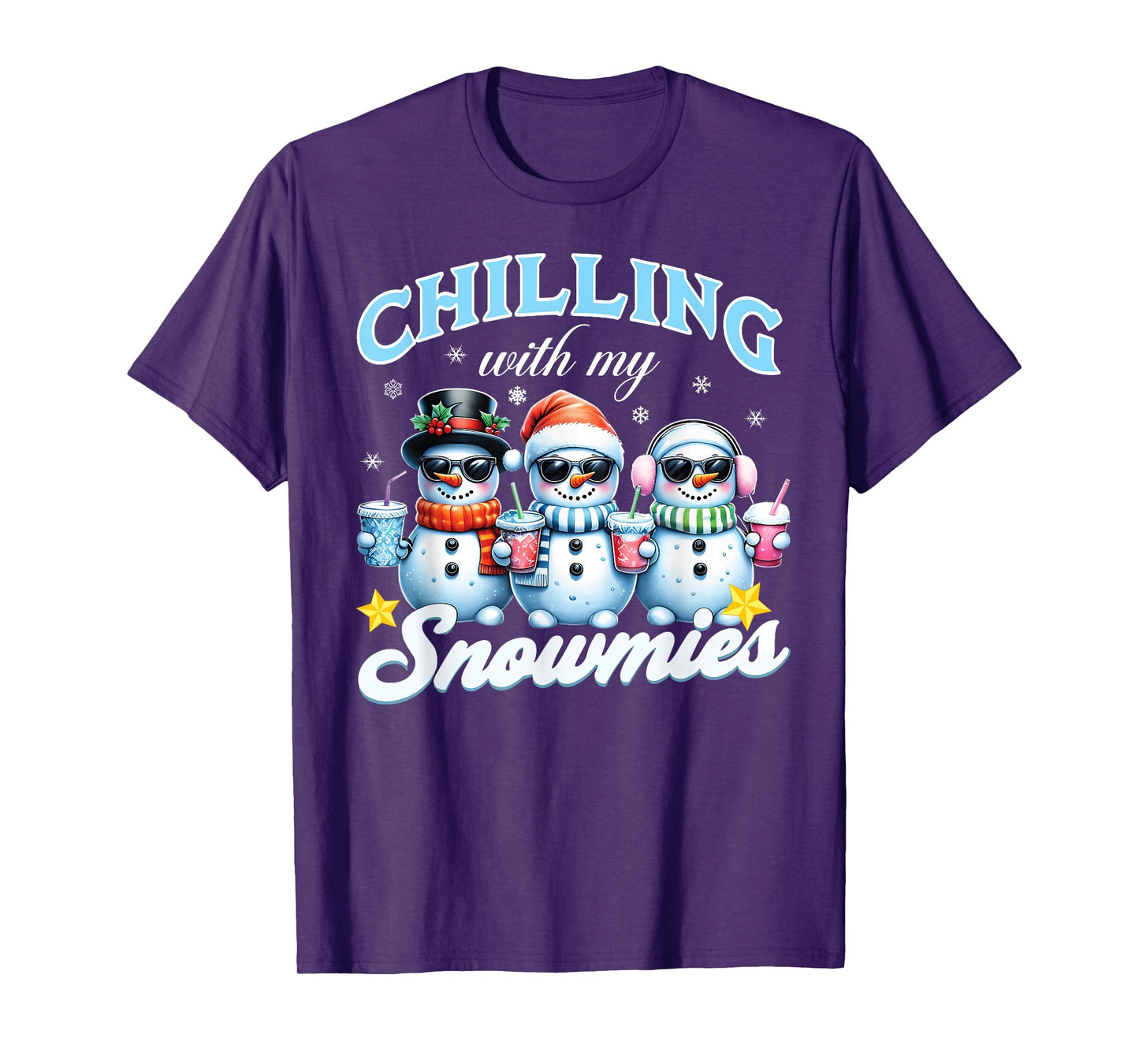 Chillin With My Snowmies Funny Snowman Christmas Kids Boys T-Shirt