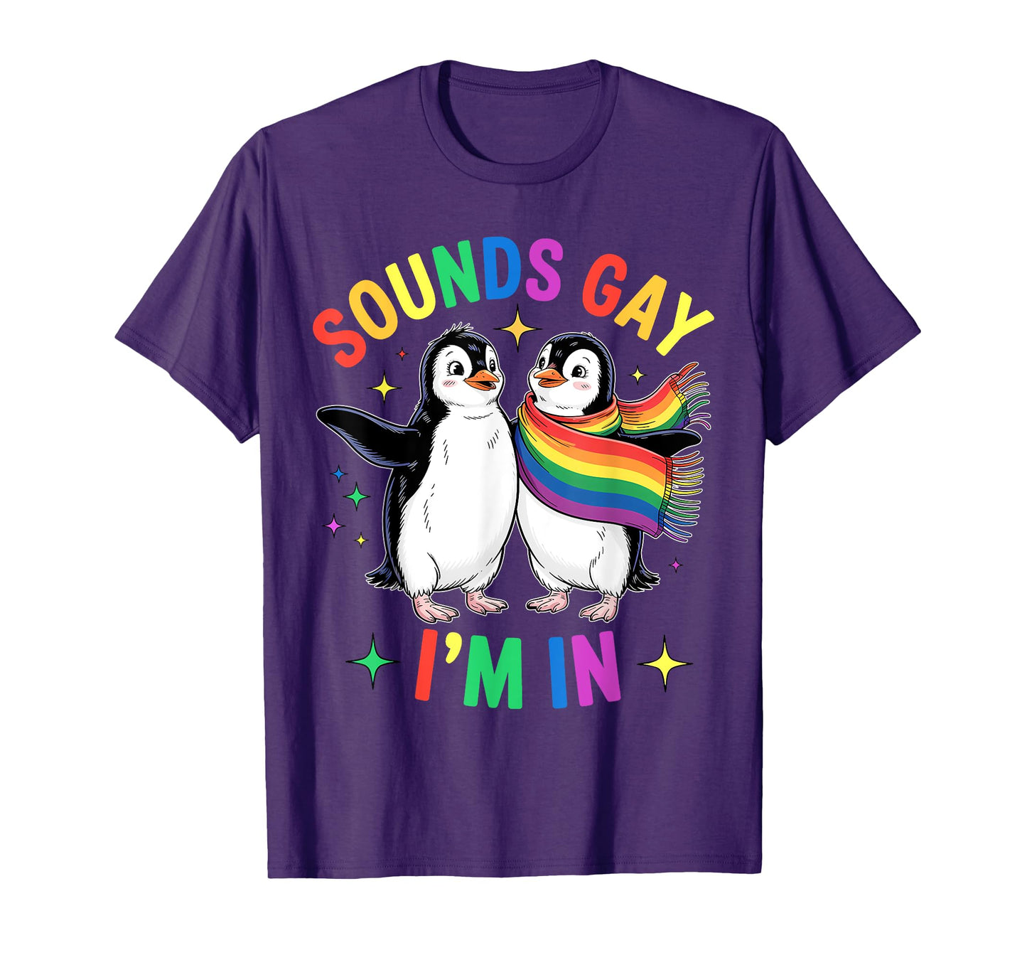 Cute Penguins Wearing Rainbow for Funny LGBTQ Pride Look T-Shirt
