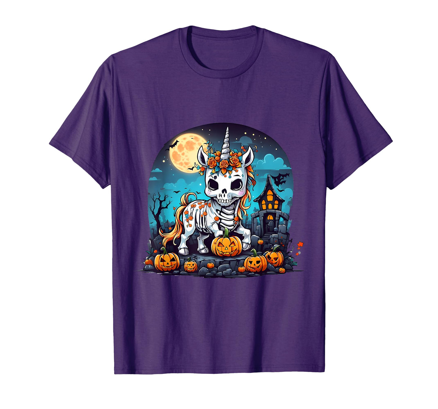 Cute Halloween Skeleton Unicorn Girls Women Witchy Halloween T-Shirt