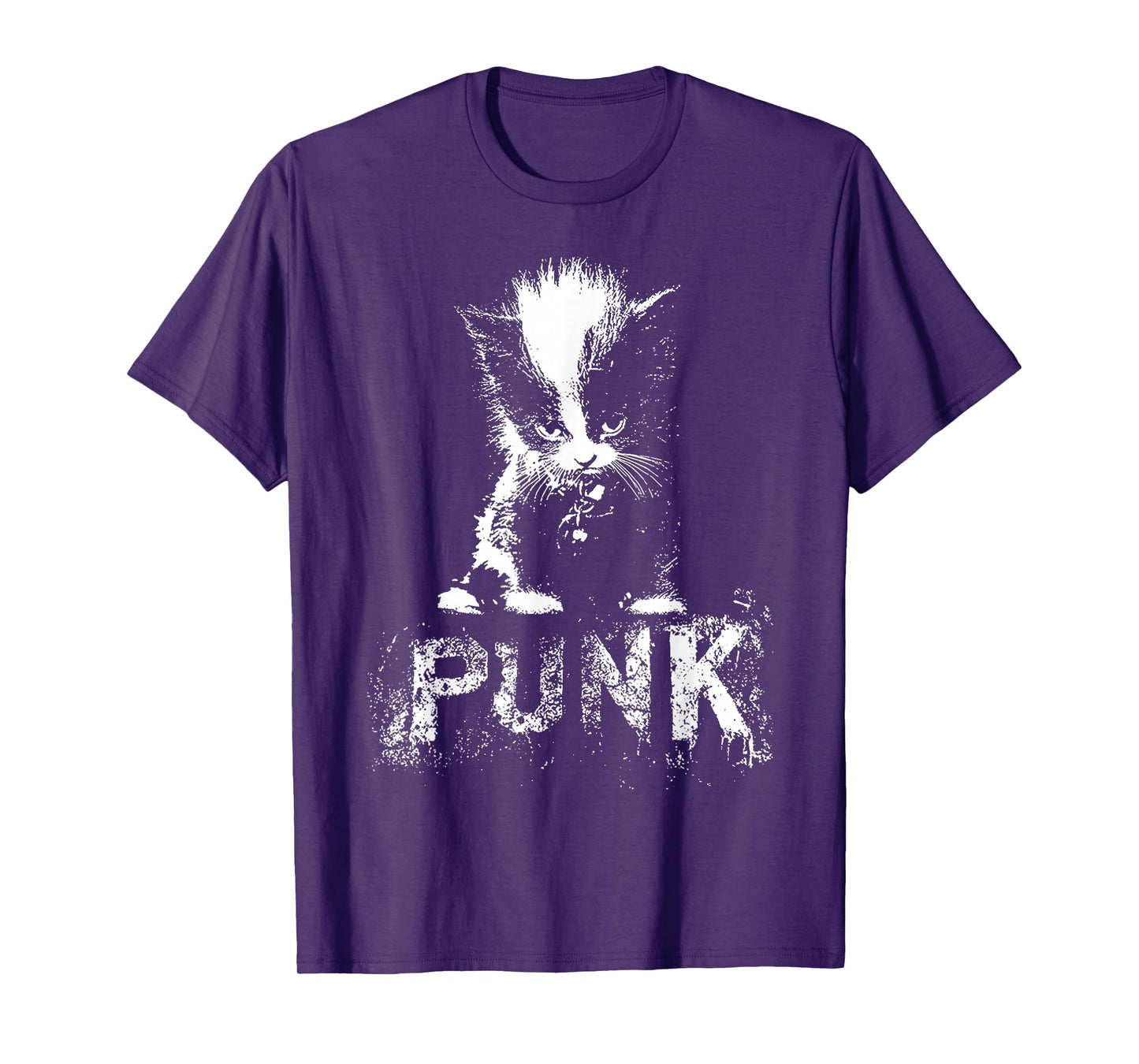Punk Kitten Cat with Mohawk Grunge Gothic Design T-Shirt
