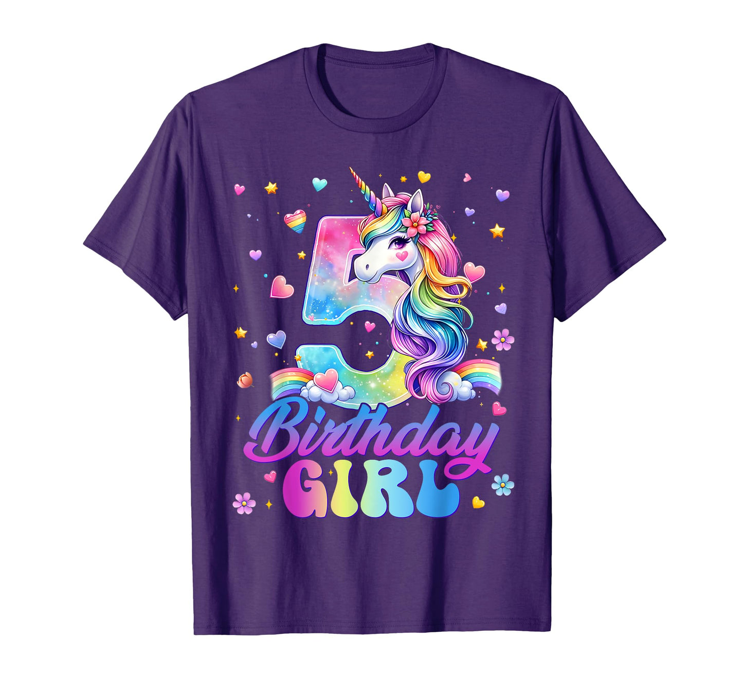 It's My 5th Birthday Unicorn 5 Years Old Girl Birthday Party T-Shirt