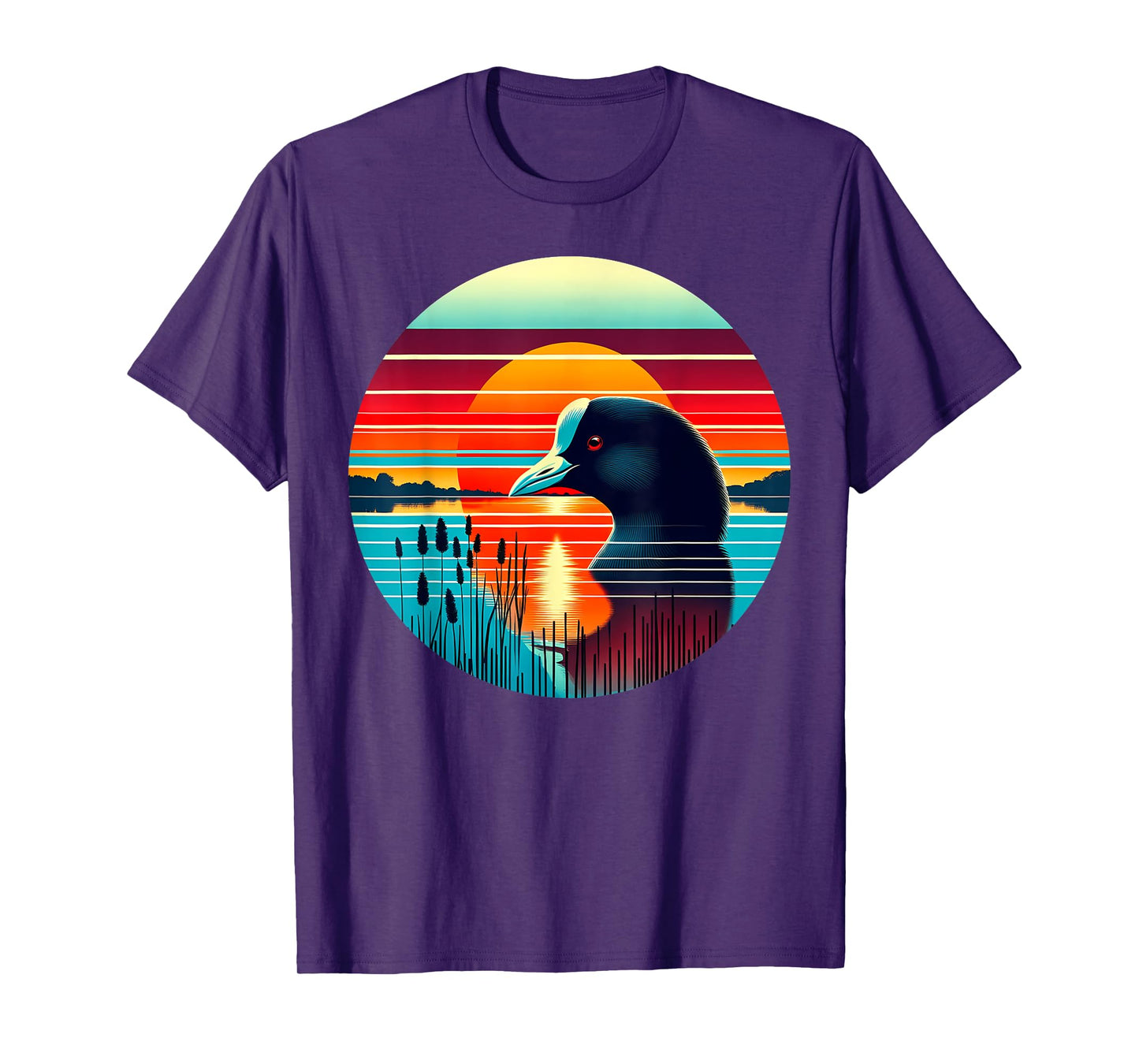 Coot Bird Sunset Retro Style Safari Vintage 70s T-Shirt