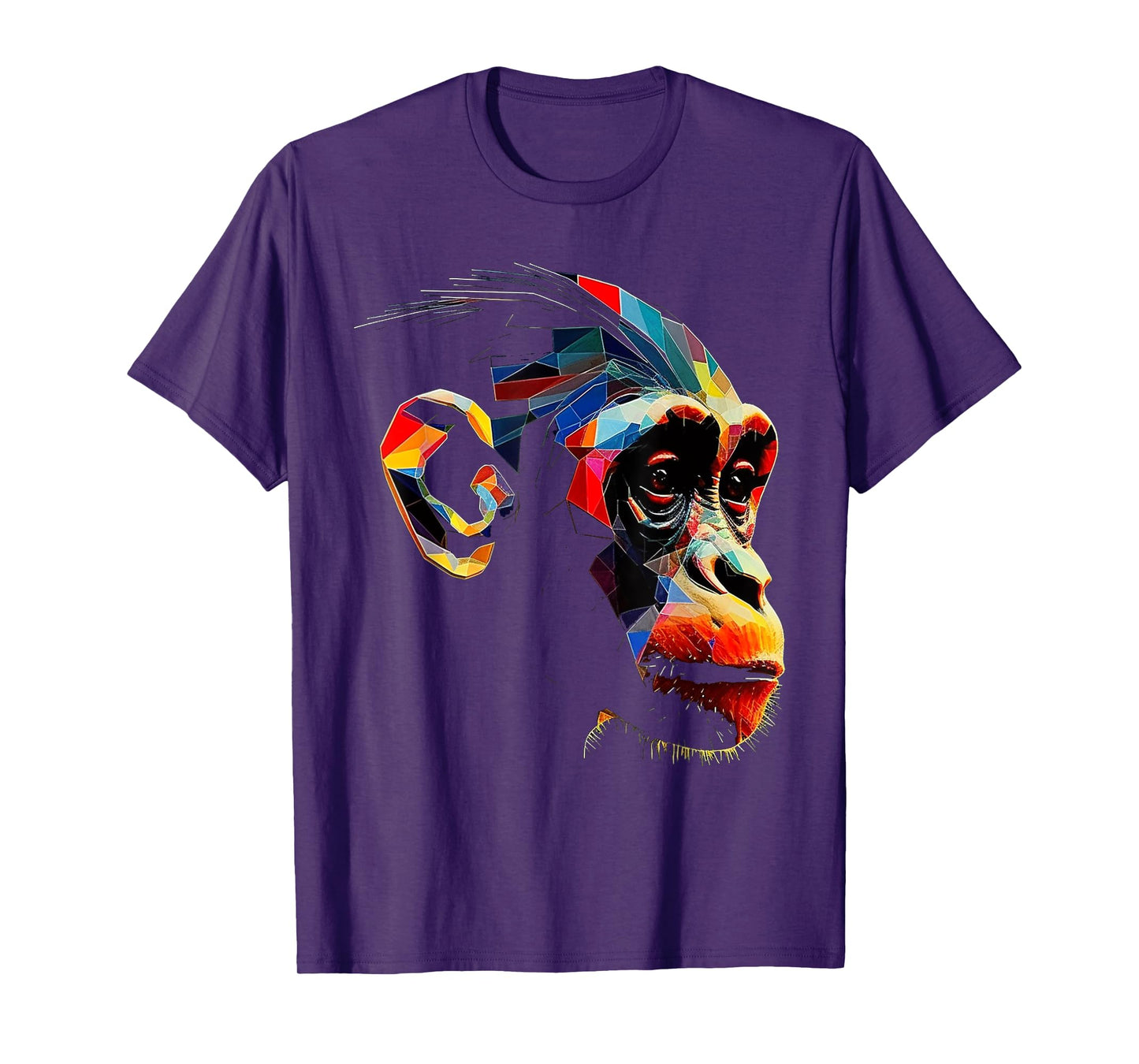 Monkey Zoo Colourful Monkey Face Polygon Animal Motif Monkey T-Shirt