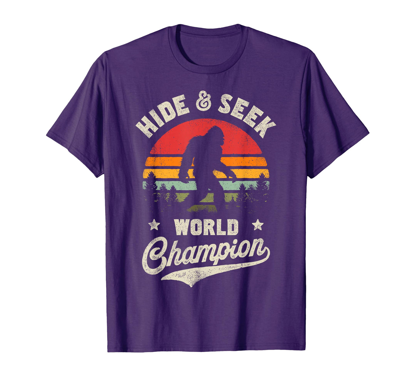 Bigfoot Hide And Seek World Champion Sasquatch Retro Vintage T-Shirt
