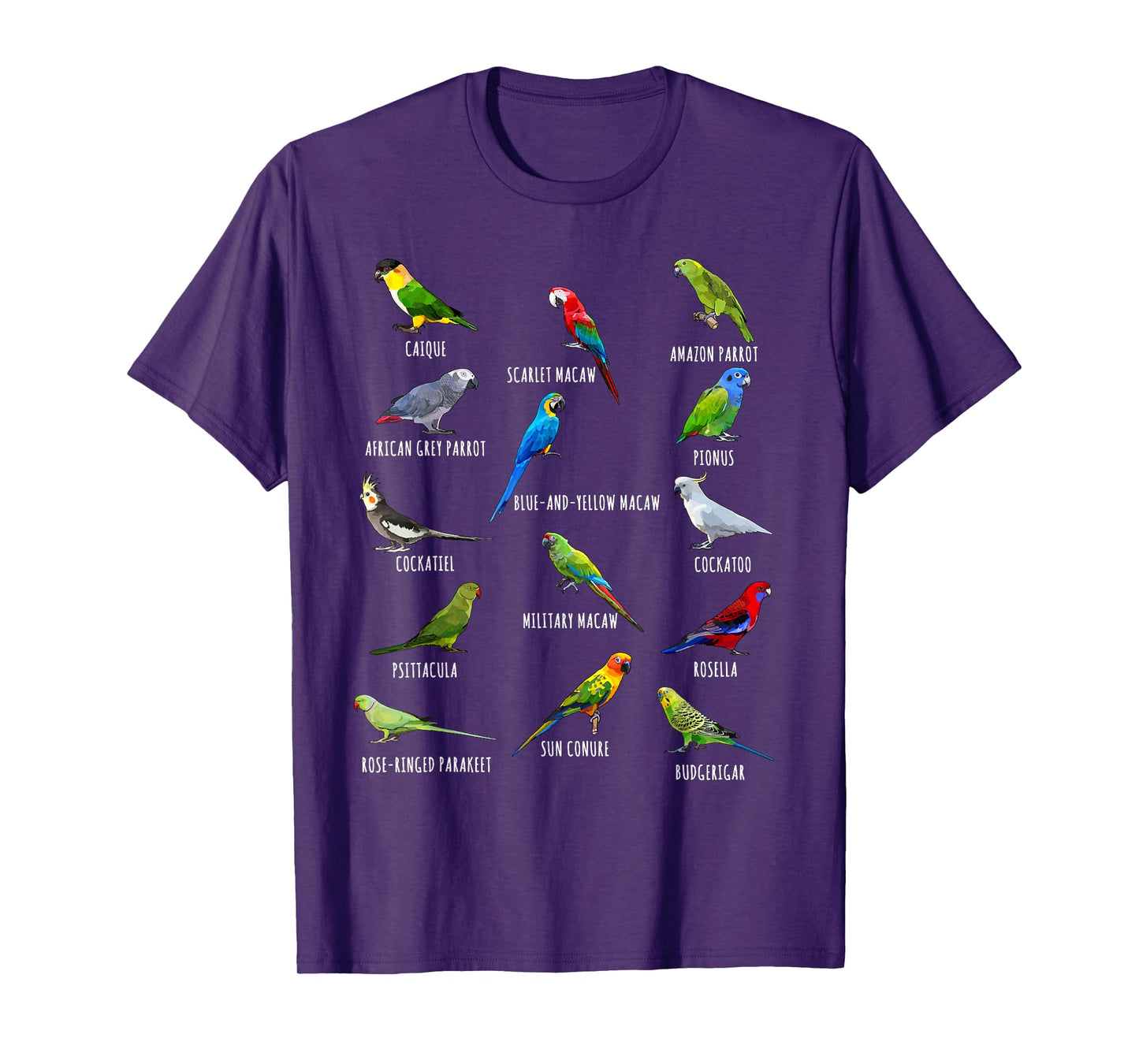 Different Parrot Species Biology Types Bird Identification T-Shirt