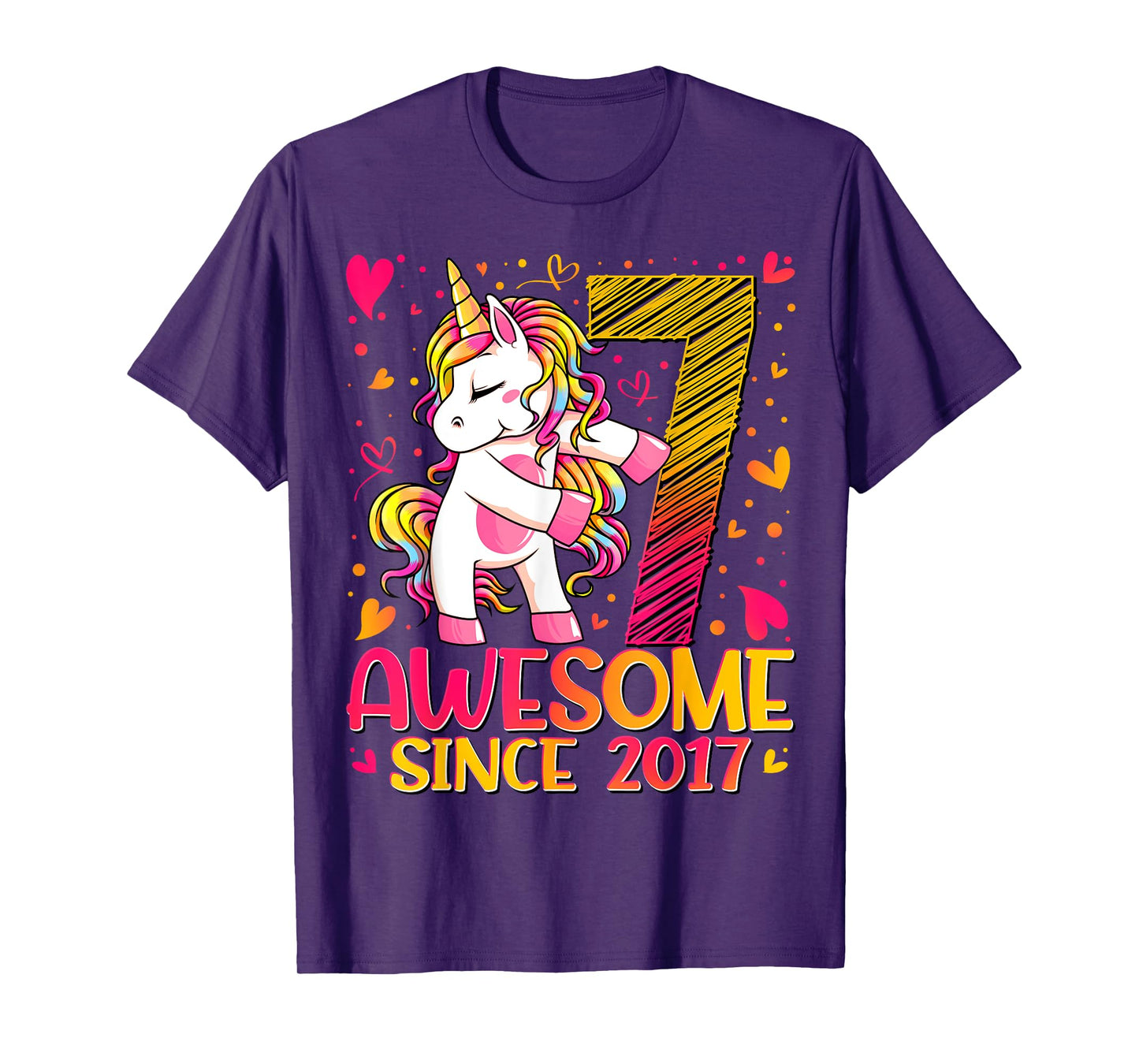 7 Years Old Flossing Unicorn Gifts 7th Birthday Girl Party T-Shirt