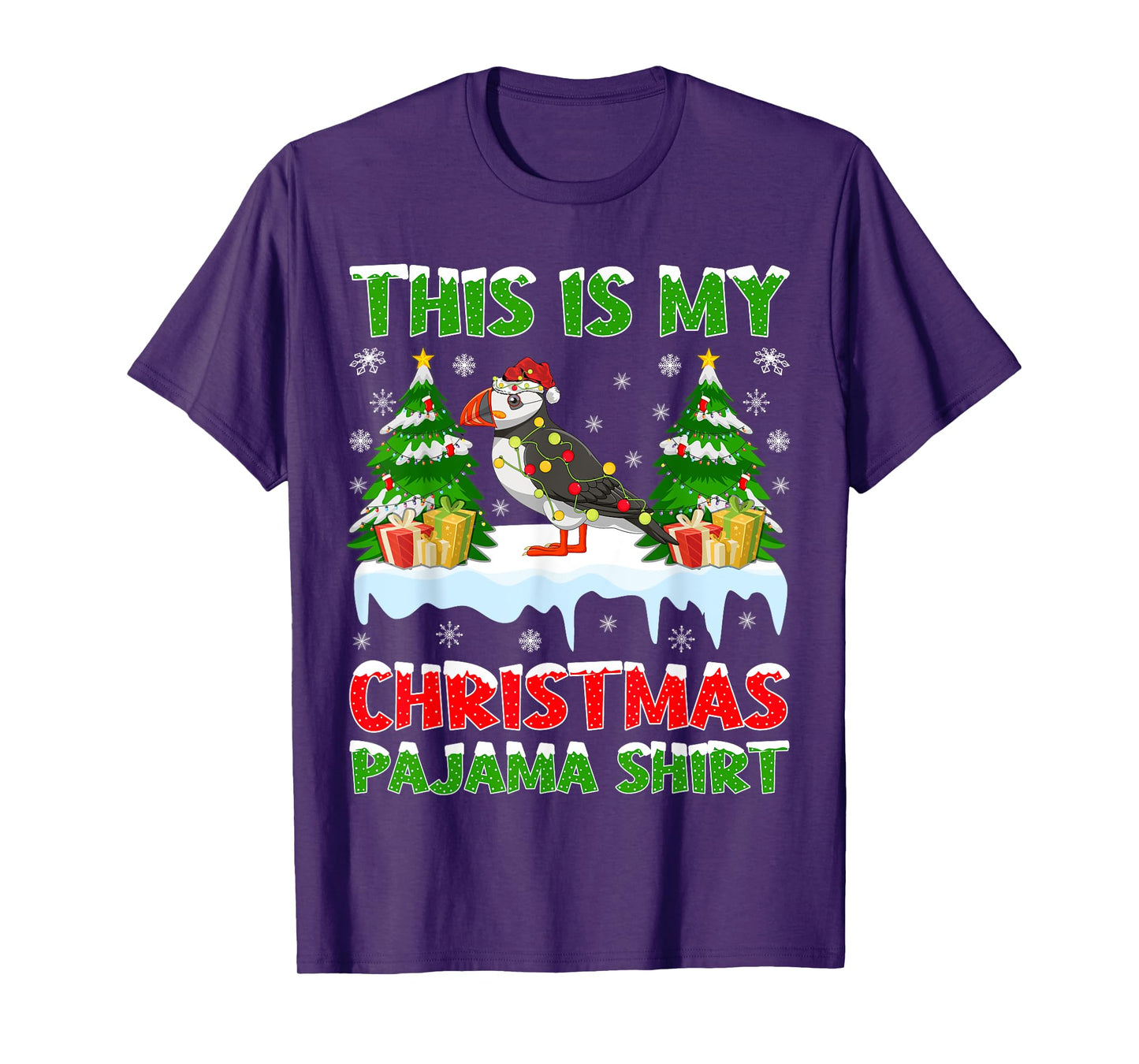 Funny This Is My Christmas Pajama Shirt Puffin Christmas T-Shirt