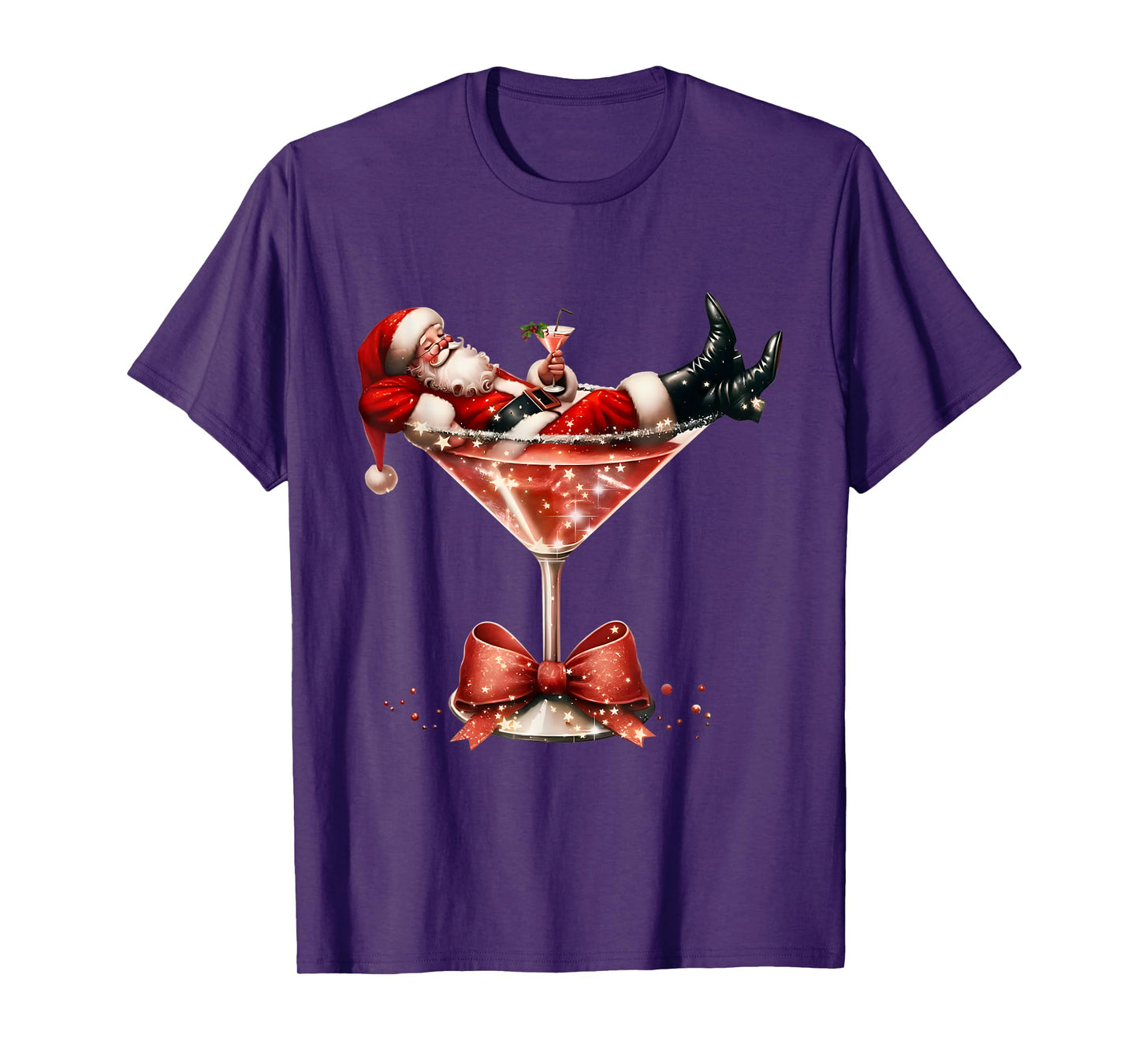 Santa's Hot Mess Christmas Martini Xmas T-Shirt