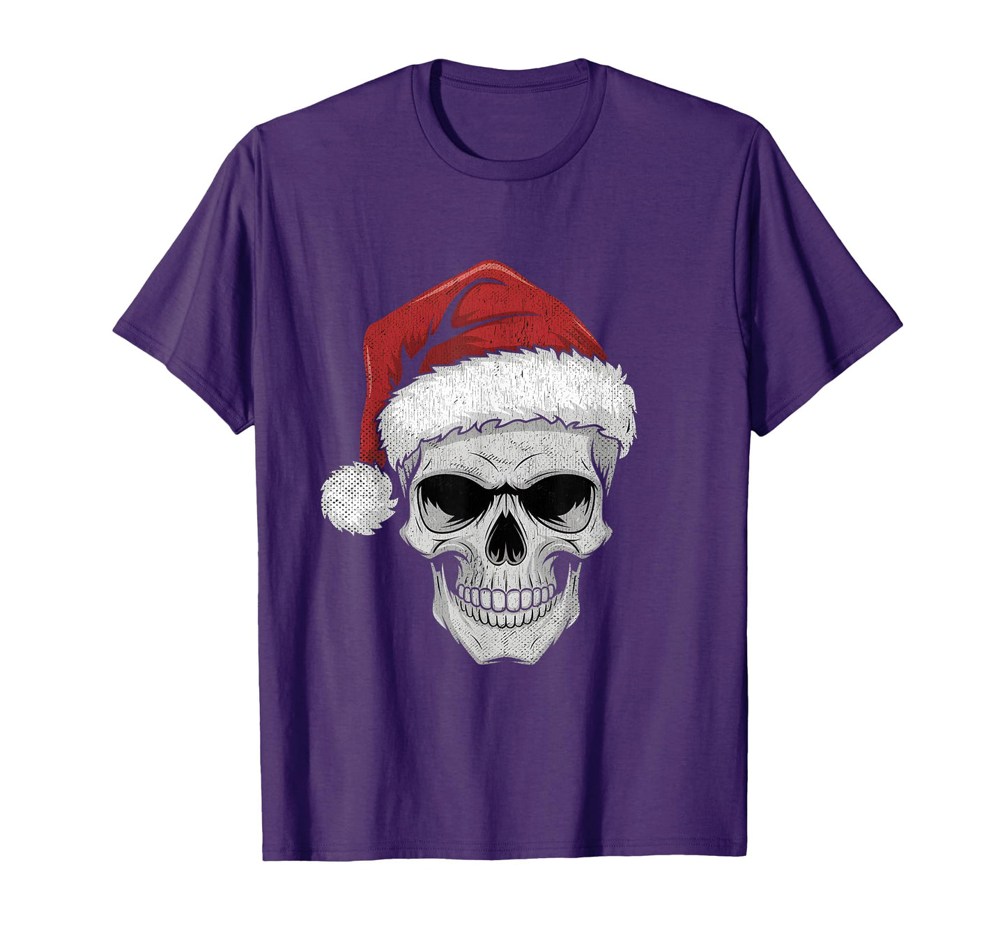 Santa Hat Skull Heavy Metal Goth Sarcastic Rock Christmas T-Shirt