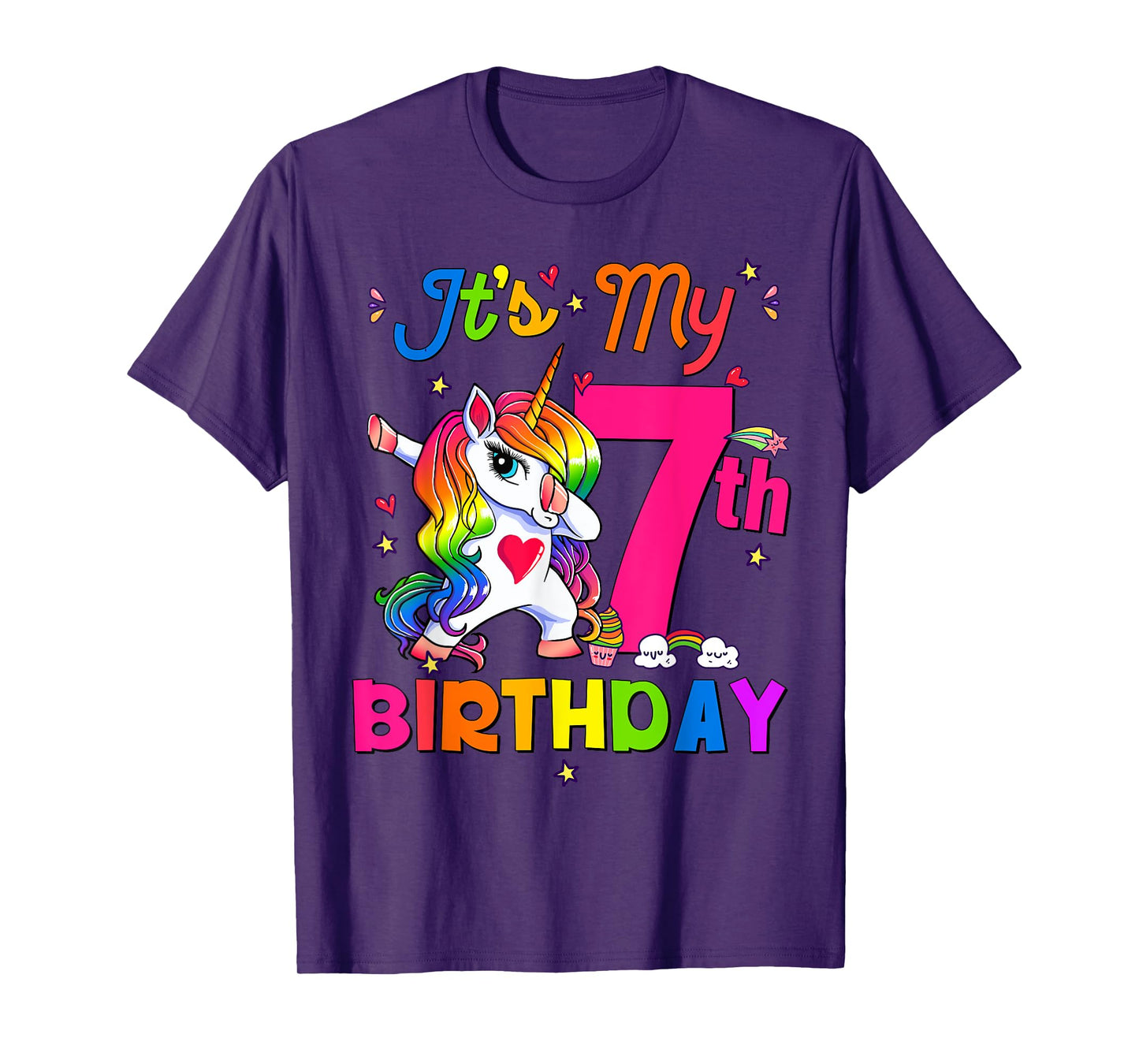 7 Years Old Unicorn It's My 7th Birthday Girl Party T-Shirt