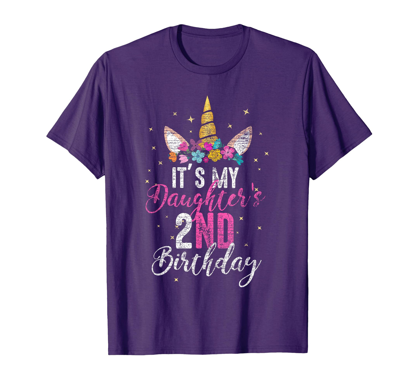 Its My Daughters 2nd Birthay Girl Gift Unicorn Birthday T-Shirt
