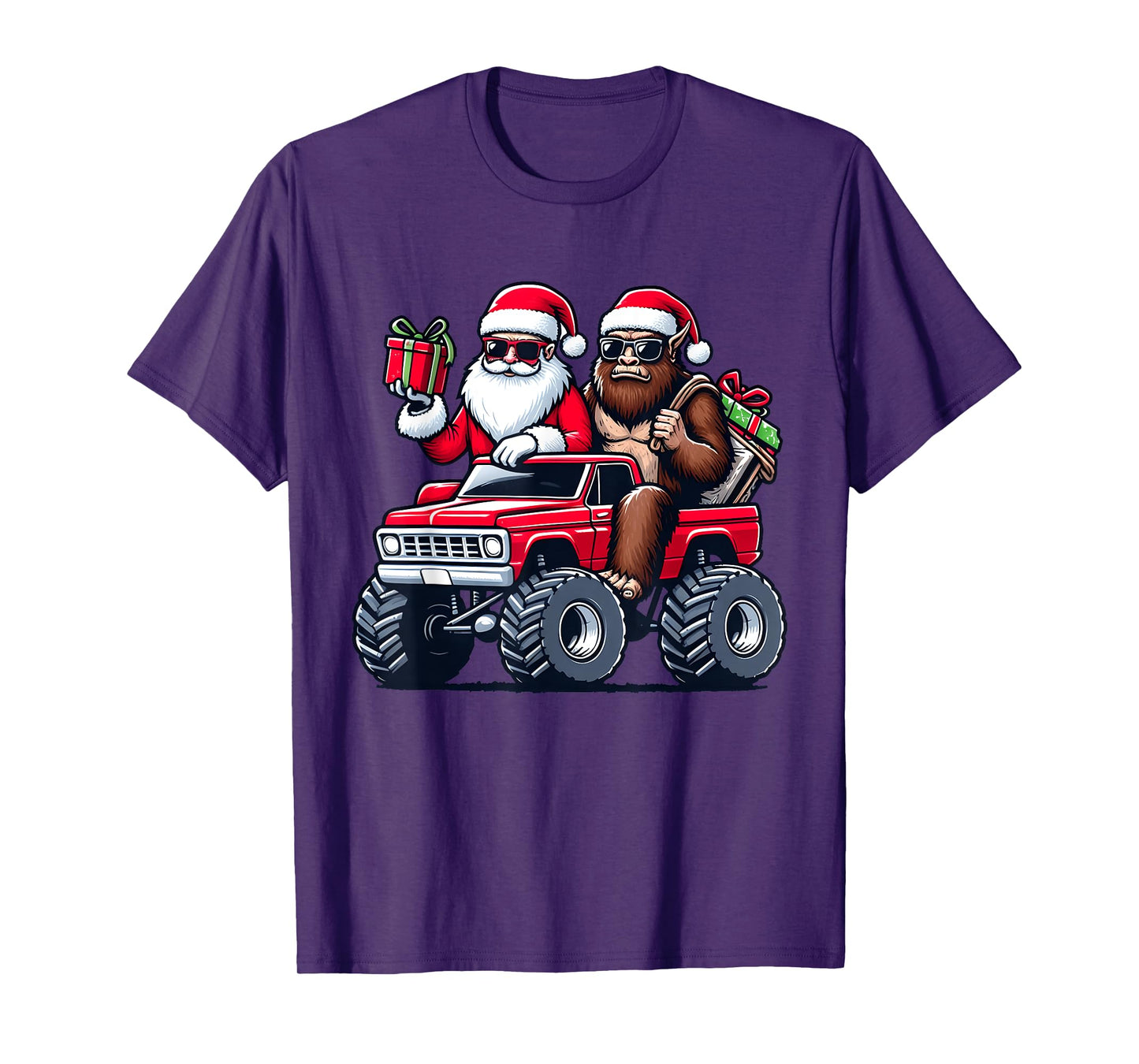 Santa Bigfoot Riding Monster Truck Christmas Toddler Kids T-Shirt
