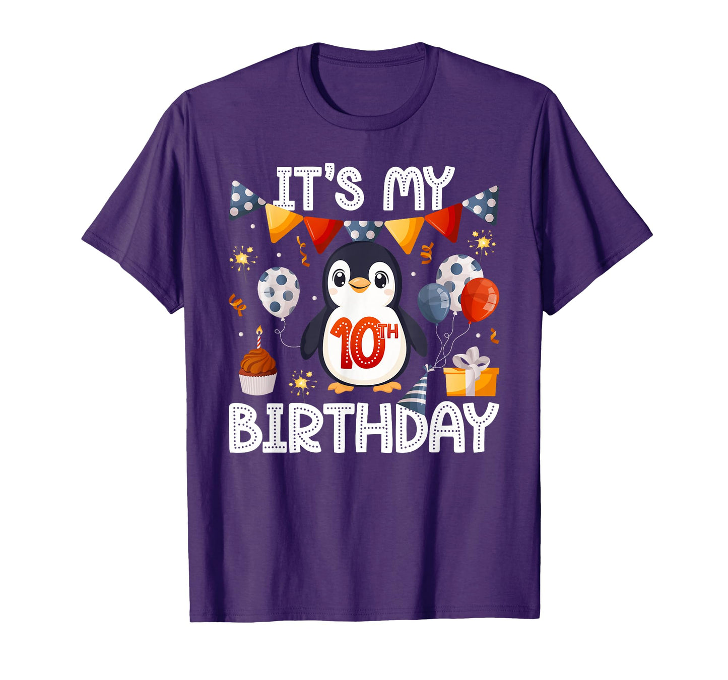 10th Penguin Birthday Party Ten Year Old Penguins T-Shirt