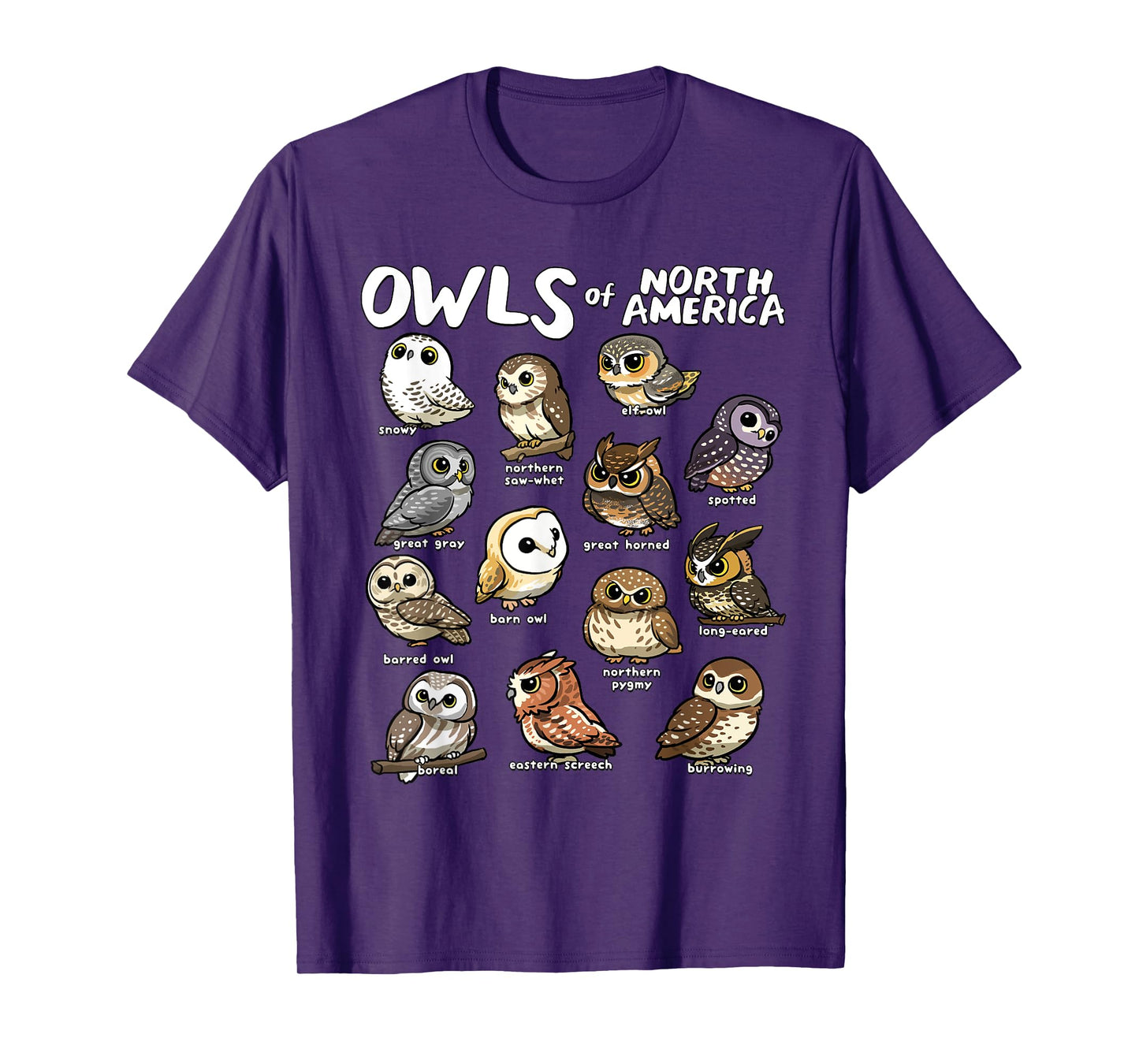 Owls of North America Shirt Birdwatcher Bird Lover Owl Lover T-Shirt