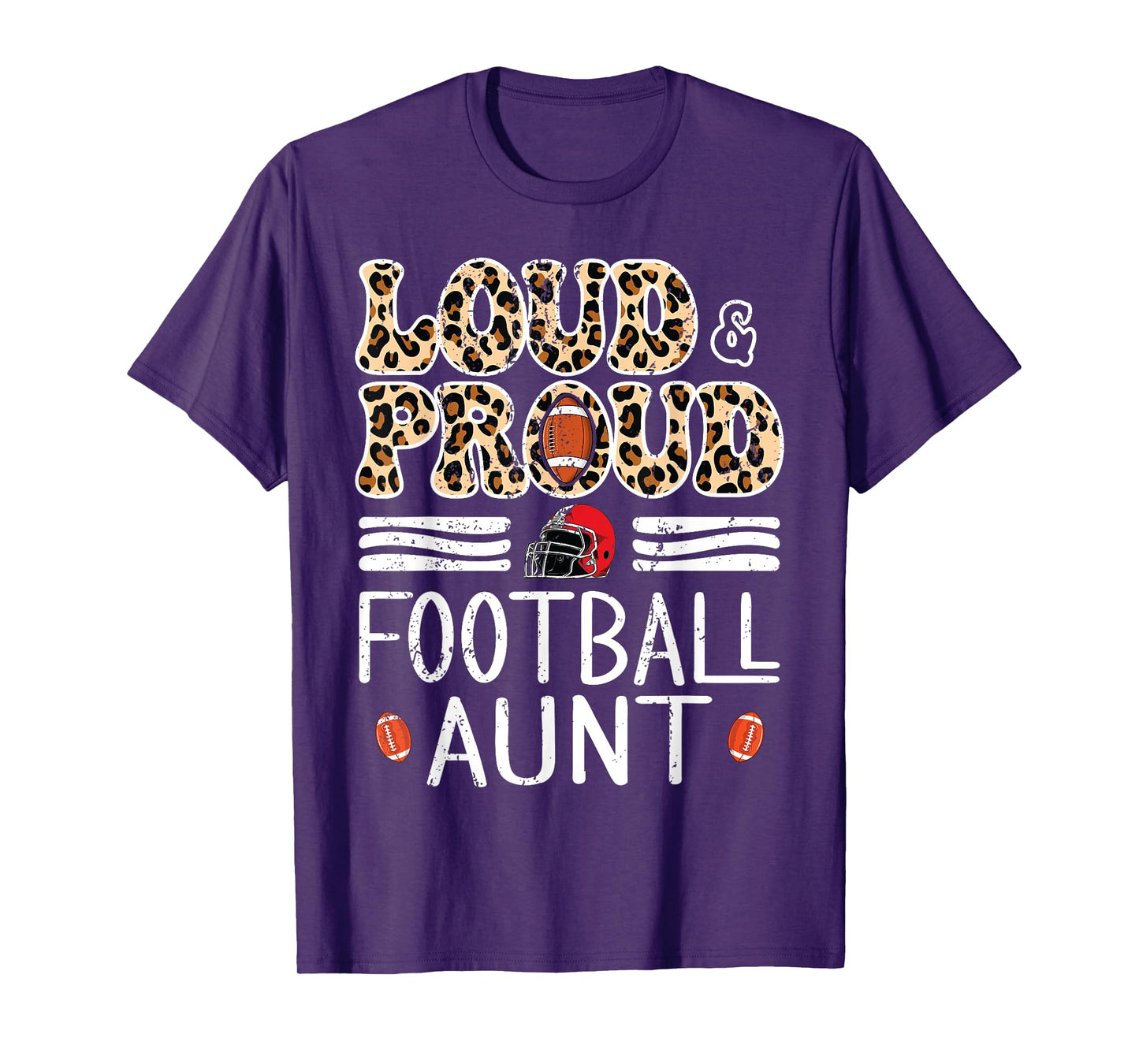 Leopard Loud & Proud American Football Aunt Family Women T-Shirt