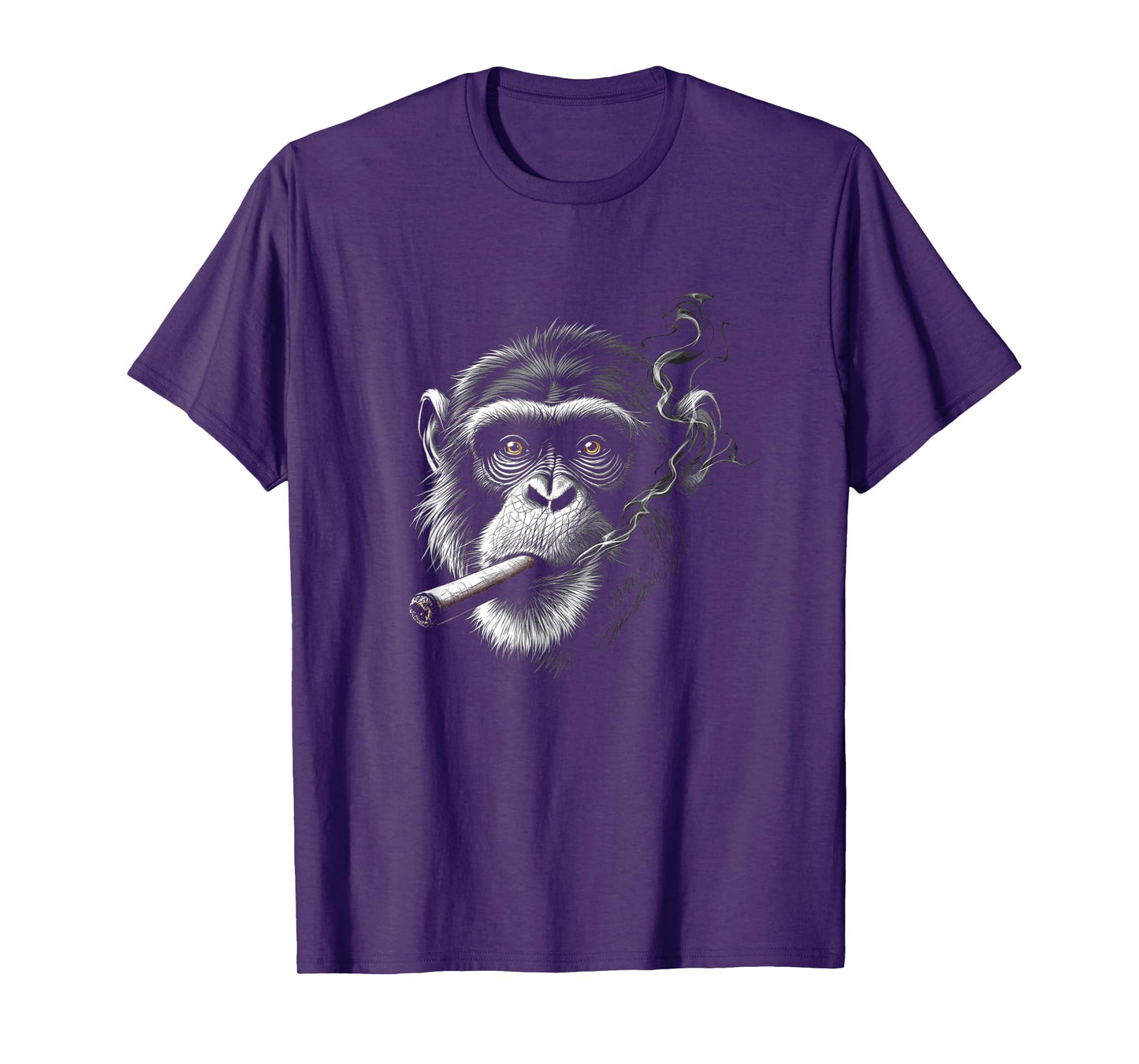 Monkey Smoking a Cigar, Funny Zoo Ape Animal Art Graphic T-Shirt