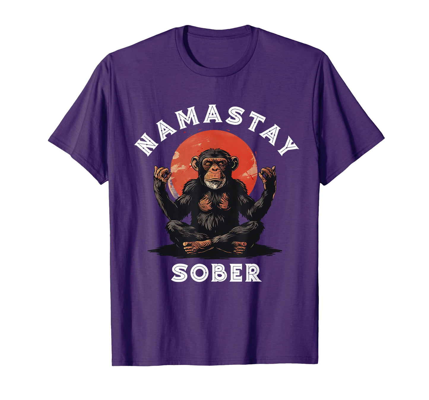 Monkey Namastay Sober NA AA Alcoholics Anonymous Mediation T-Shirt