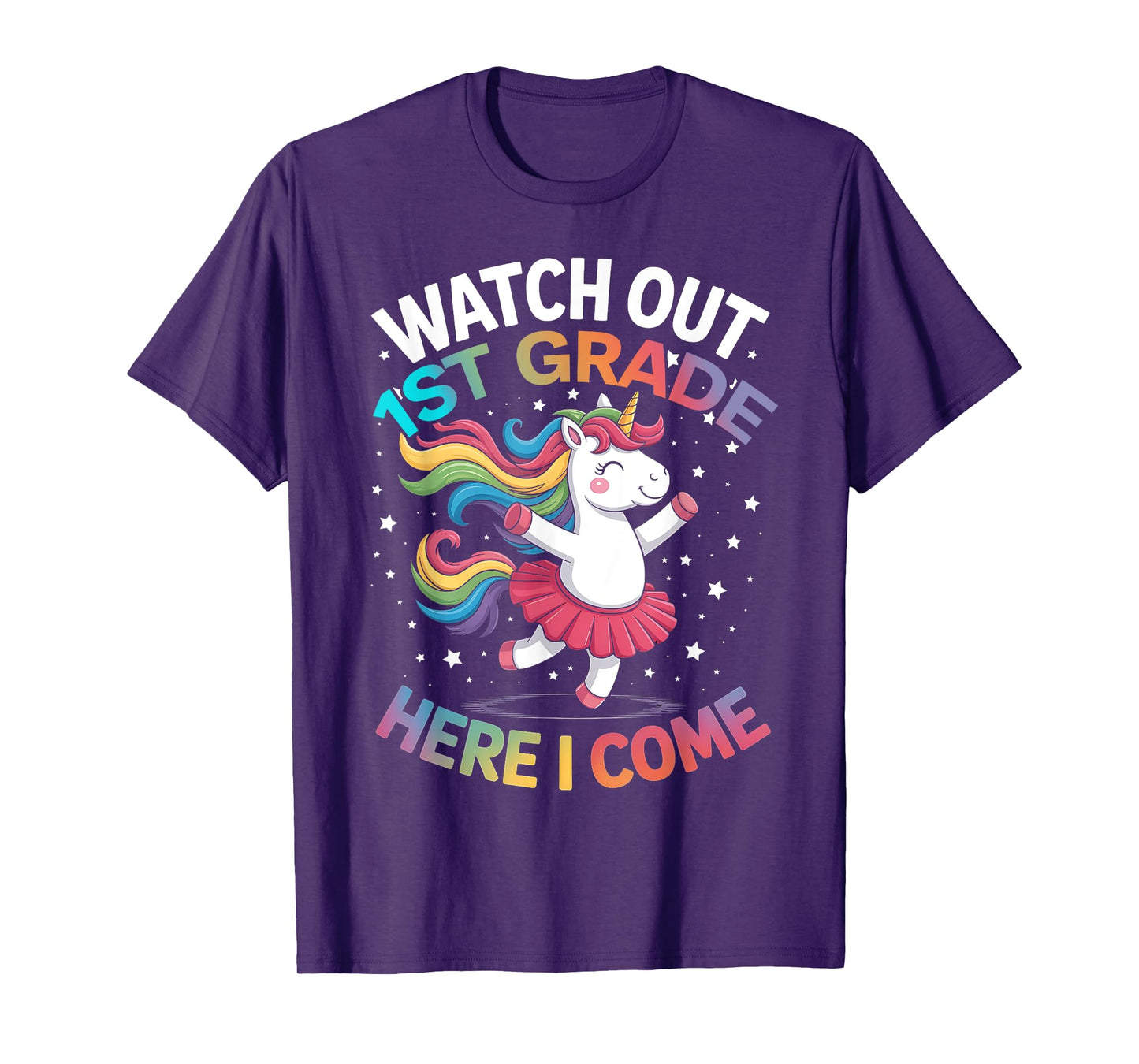 Watch Out 1st Grade Here I Come Unicorn Girls Back To School T-Shirt