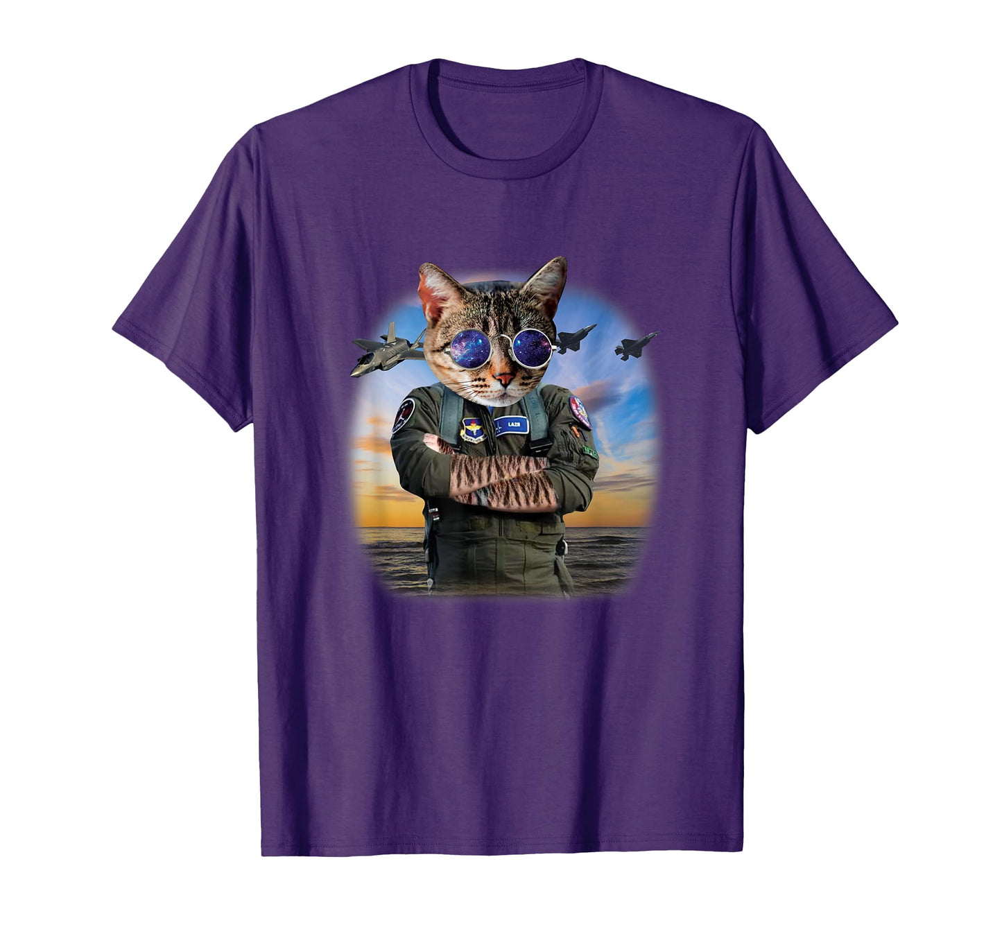 Funny Cat F22 Raptor Fighter Jet Aviator Air force gift T-Shirt for Men Women Kids