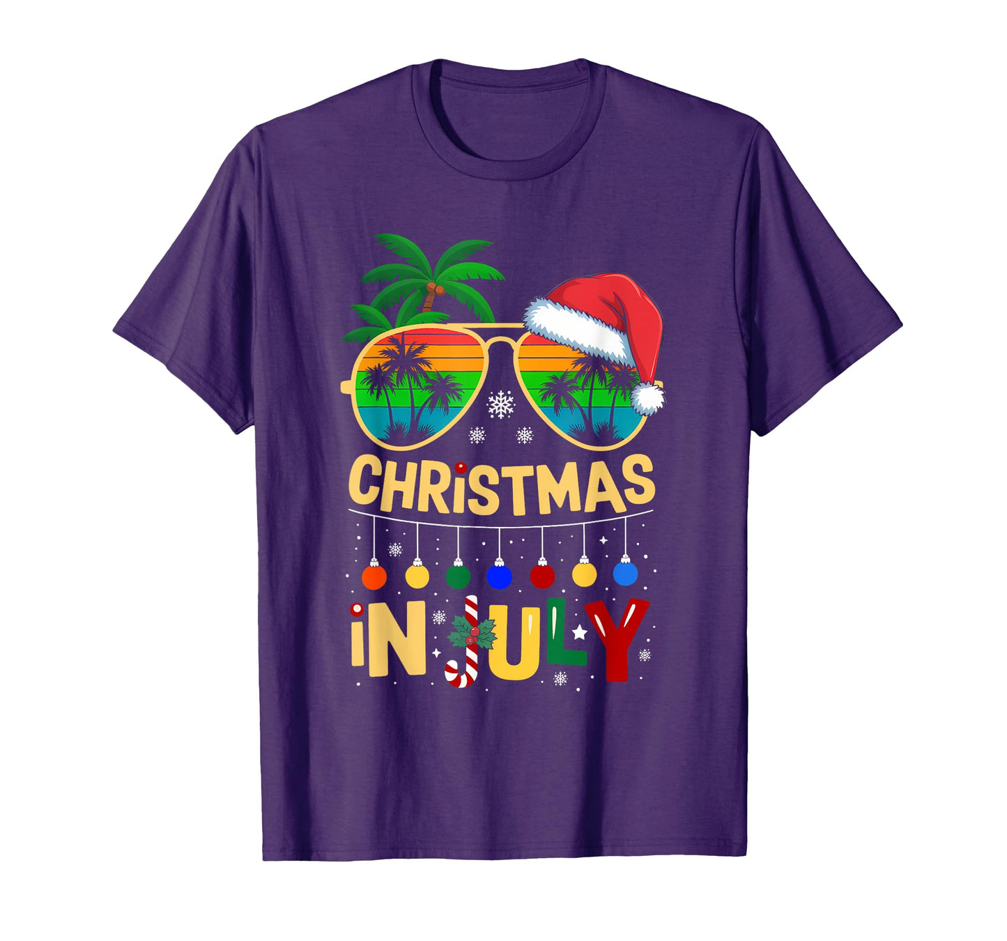 Christmas In July Sunglasses Beach Summer Santa T-Shirt