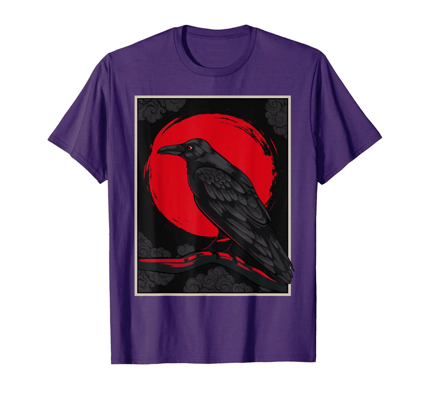 Black Raven Moon Nordic Red Crow Lover Design Japanese T-Shirt