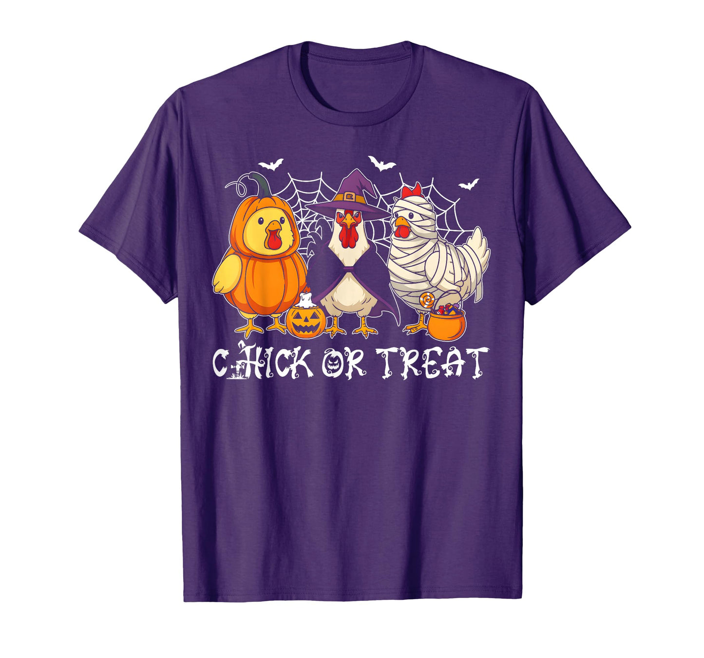Chick Or Treat Funny Halloween Pumpkin Ghost Spooky Chicken T-Shirt